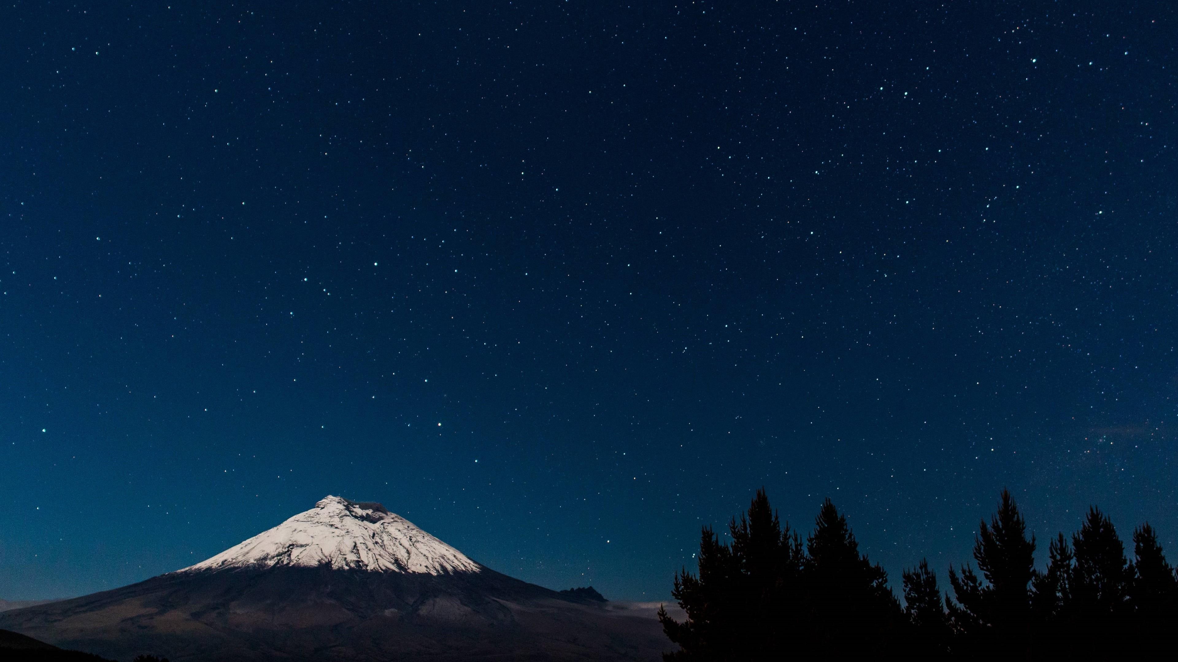 4K, night sky, starry night, night, stars, starry, sky, mountain, HD Wallpaper