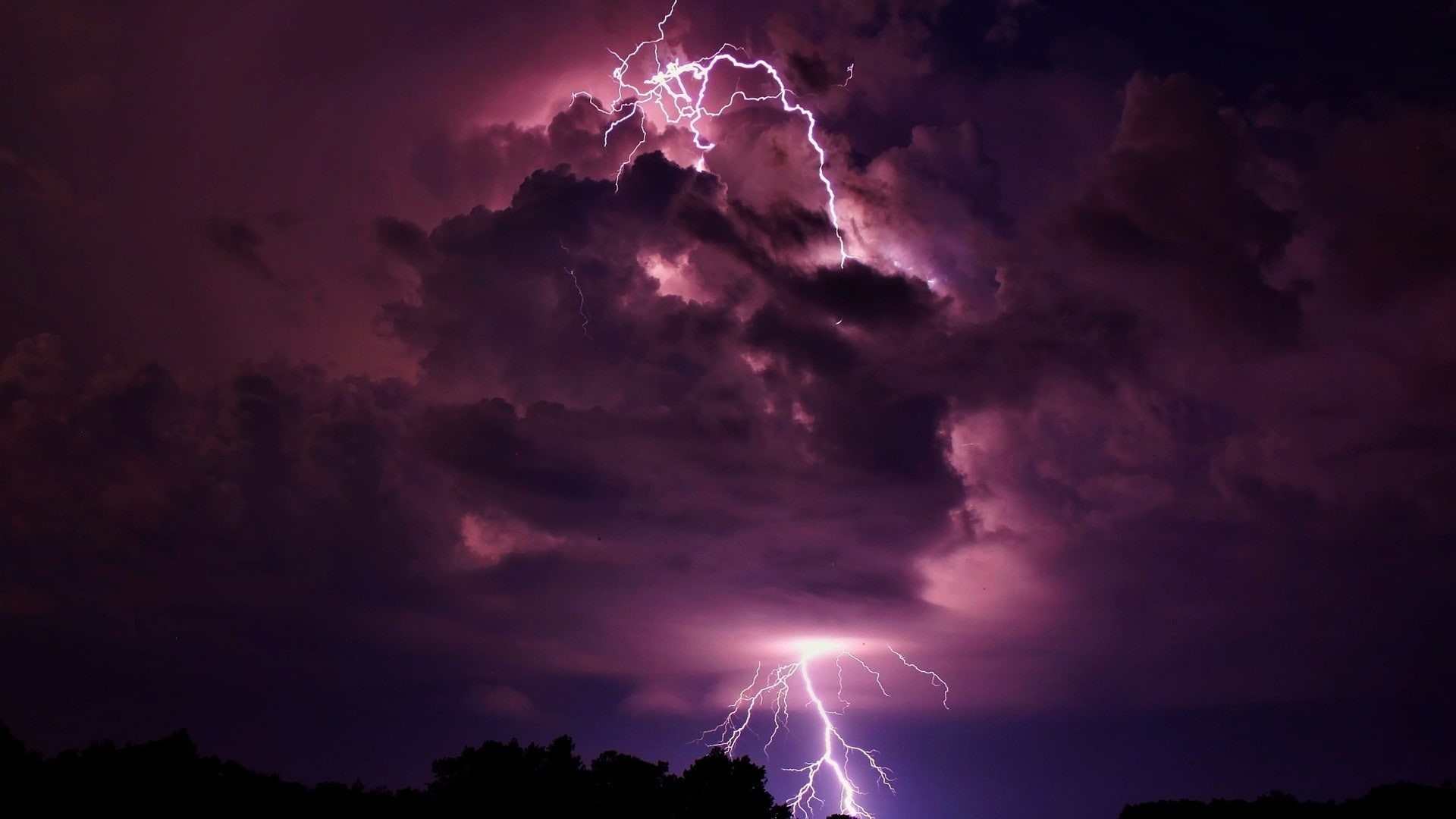 nature, Storm, hd, lightning, sky, 1080P, skyscapes, purple, x, Clouds, art, HD Wallpaper