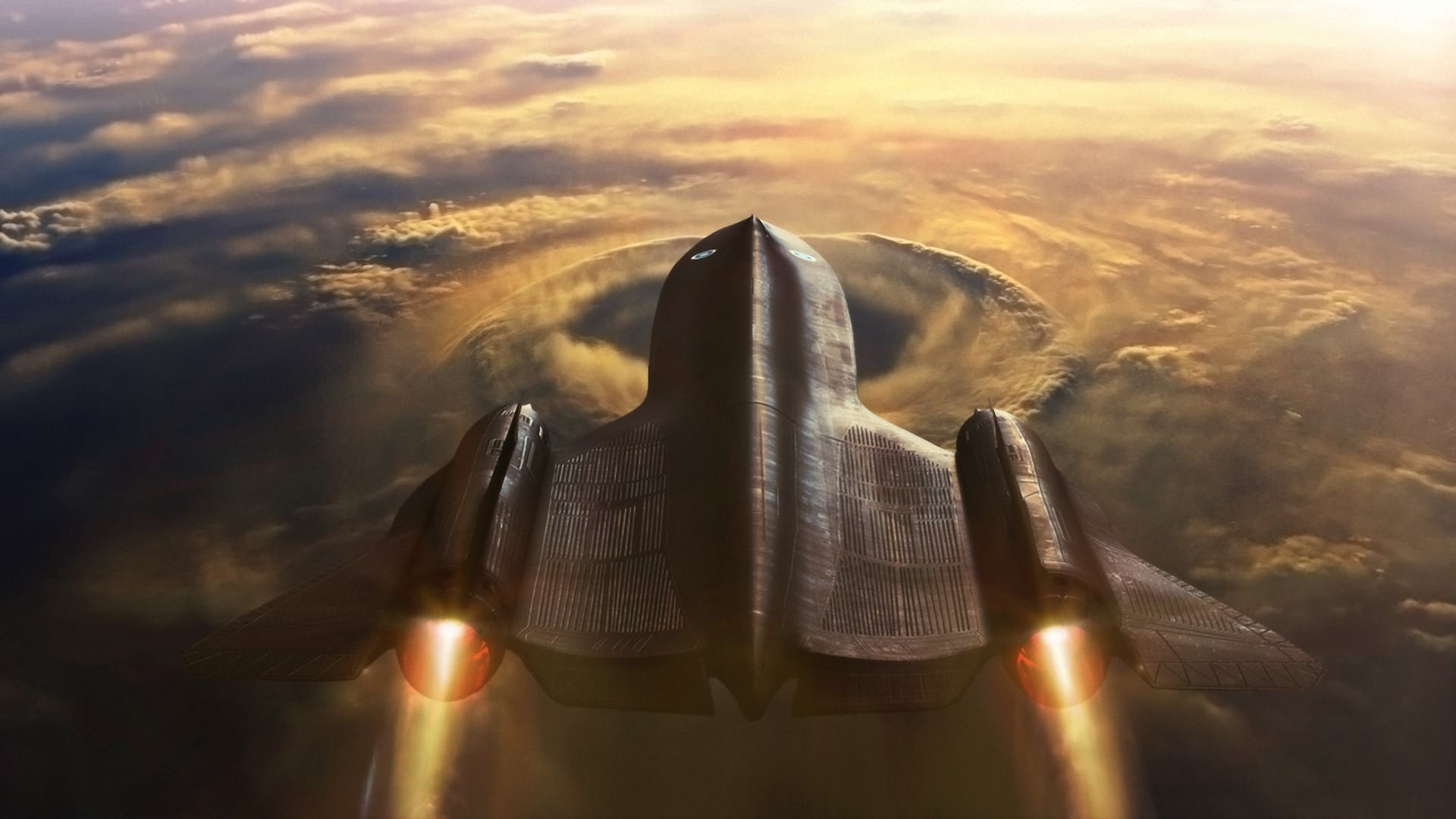 skyscapes, background, Clouds, hd, art, ghost, nature, aircraft, blackbird, 1080P, sky, x, sr, HD Wallpaper