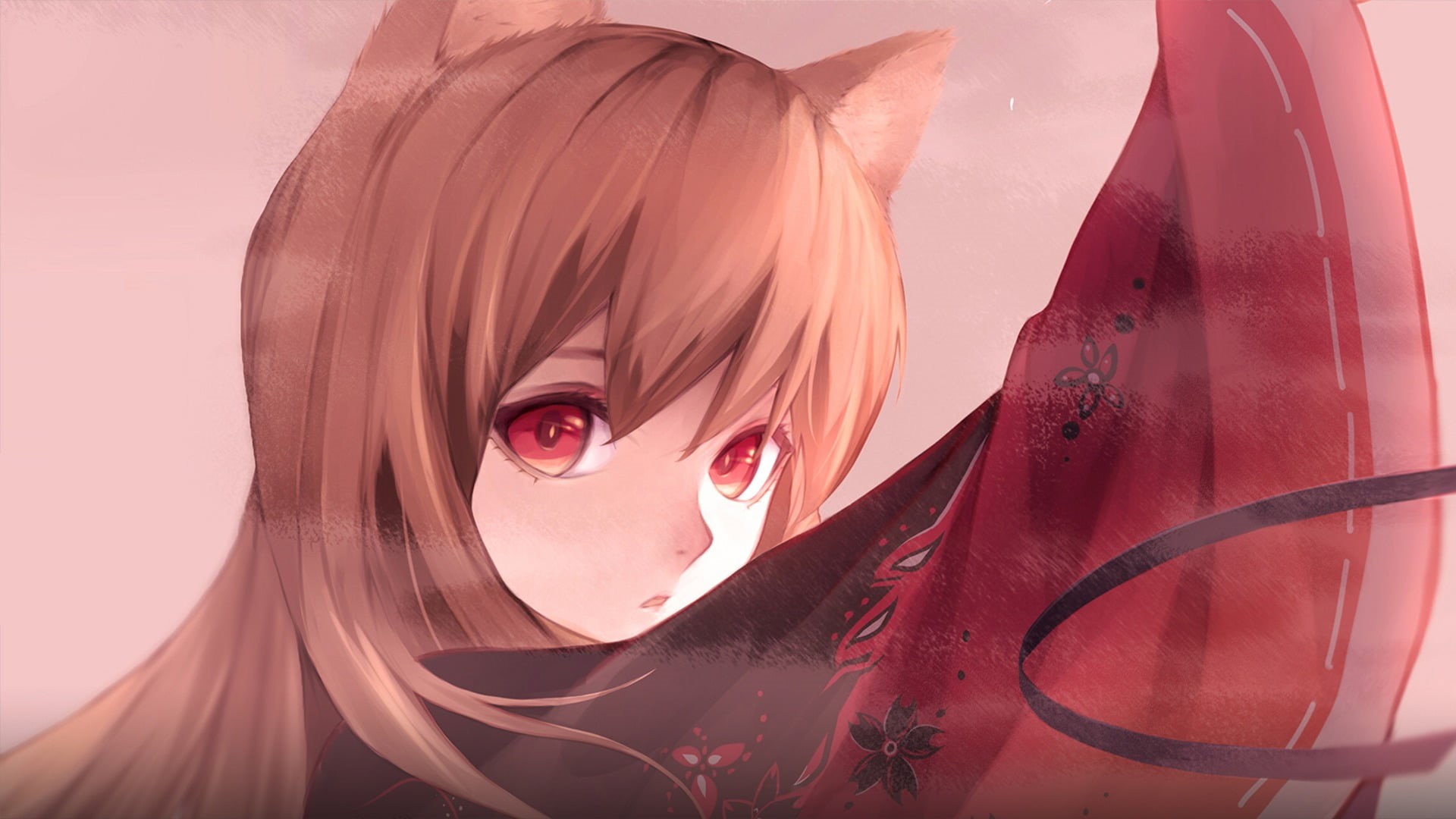 headshot, wolf ears, digital composite, young women, hair, close-up, glasses, Okamimimi, young adult, lipstick, Horo (Spice and Wolf), Spice and Wolf, women, HD Wallpaper
