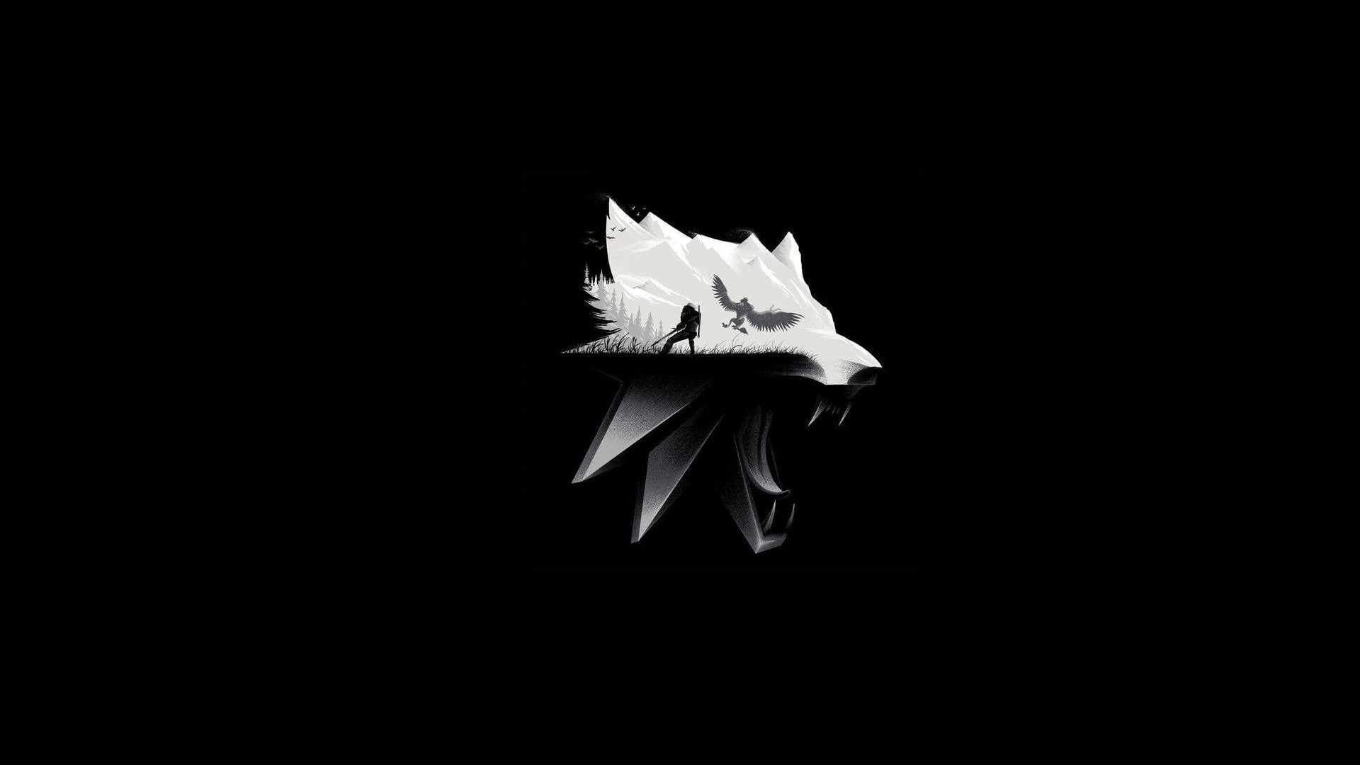 creativity, flowering plant, close-up, paper, no people, indoors, cut out, nature, studio shot, shadow, plant, 1080P, dark, white color, the witcher the witcher 3 wild hunt simple background monochrome animals fangs mountains dark video games minimalism, HD Wallpaper