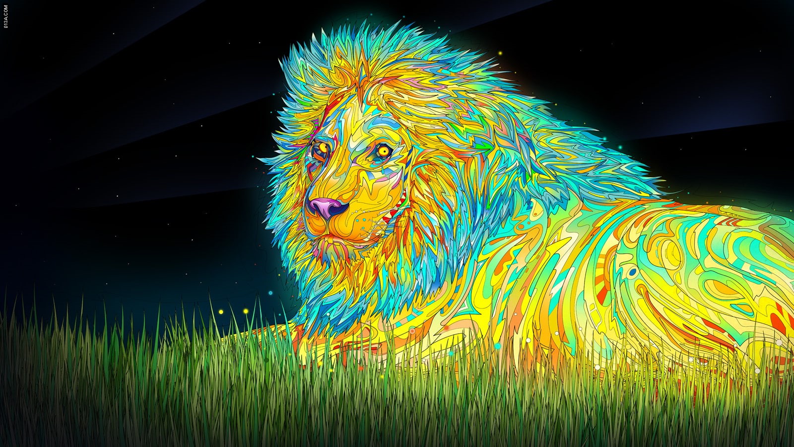 abstract, 720P, digital/artwork, lion, hd, colorful, HD Wallpaper