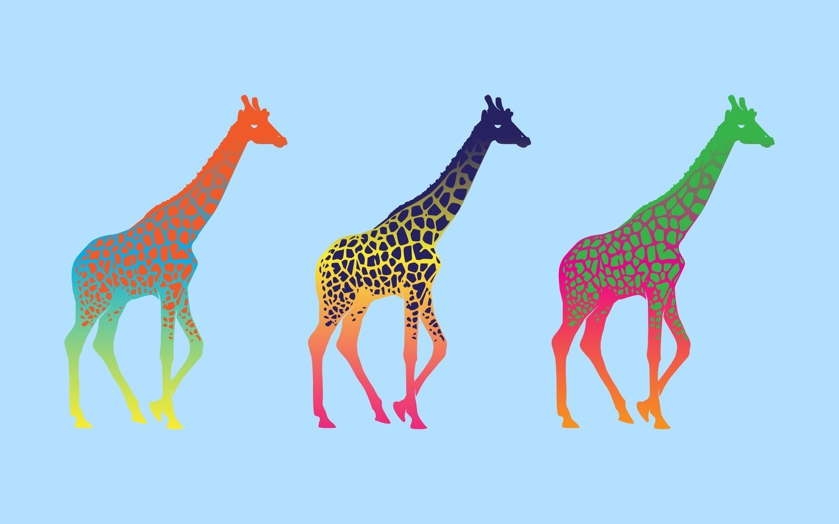 hd, blue, colorful, 720P, digital/artwork, giraffe, HD Wallpaper