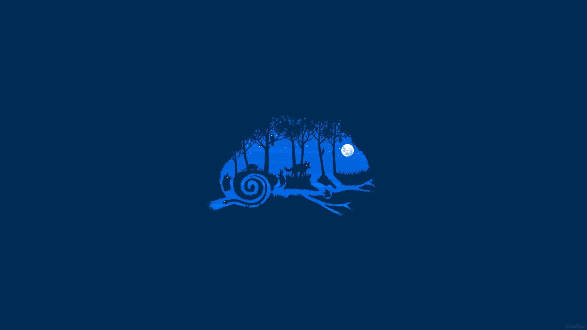 no people, animal wildlife, 1080P, digital art, grass, trees, sea, underwater, Moon, nature, floating on water, stars, eyes, chameleons, invertebrate, HD Wallpaper