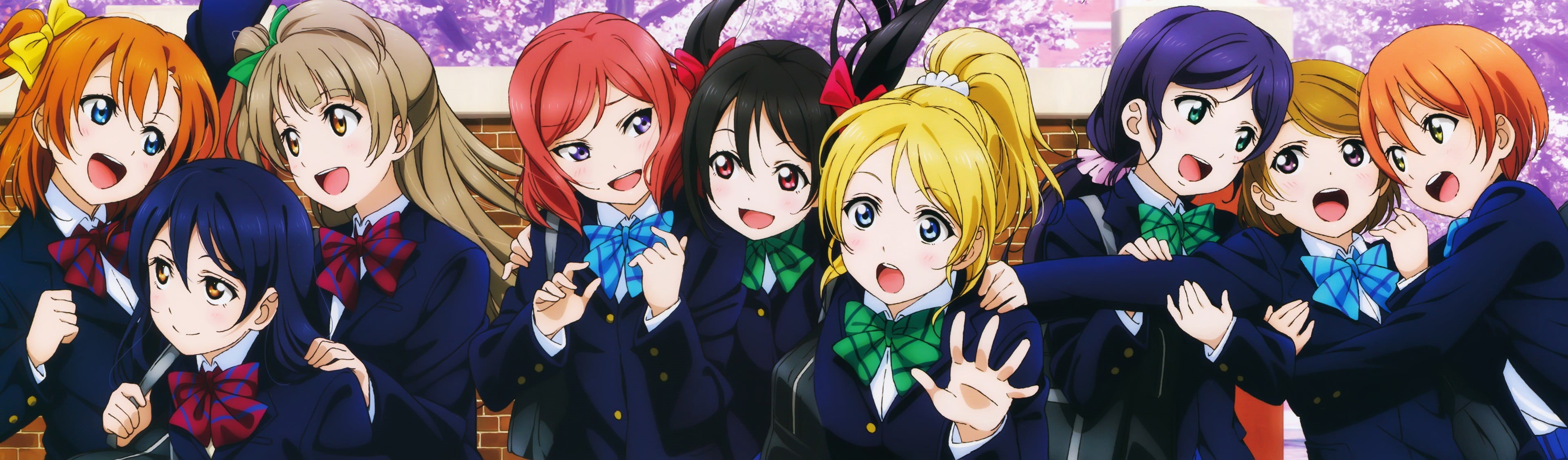 carnival - celebration event, anime, school uniform, variation, choice, clothing, Minami Kotori, anime girls, in a row, Hoshizora Rin, mask, festival, group of women, HD Wallpaper