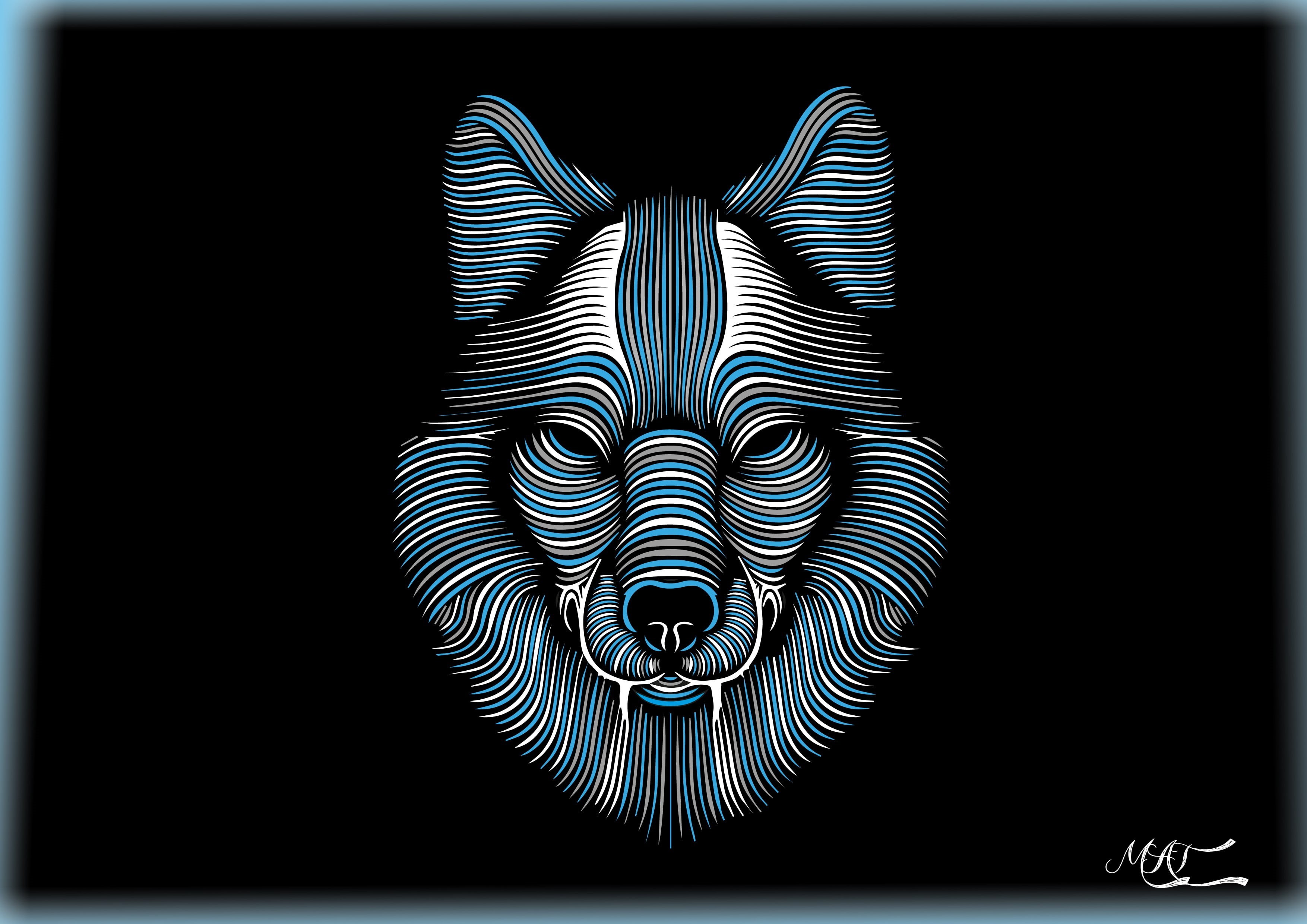 creativity, wolf, close-up, hd, 2K, striped, simple, craft, animal themes, copy space, art and craft, animal, illuminated, nature, multi colored, animals, HD Wallpaper