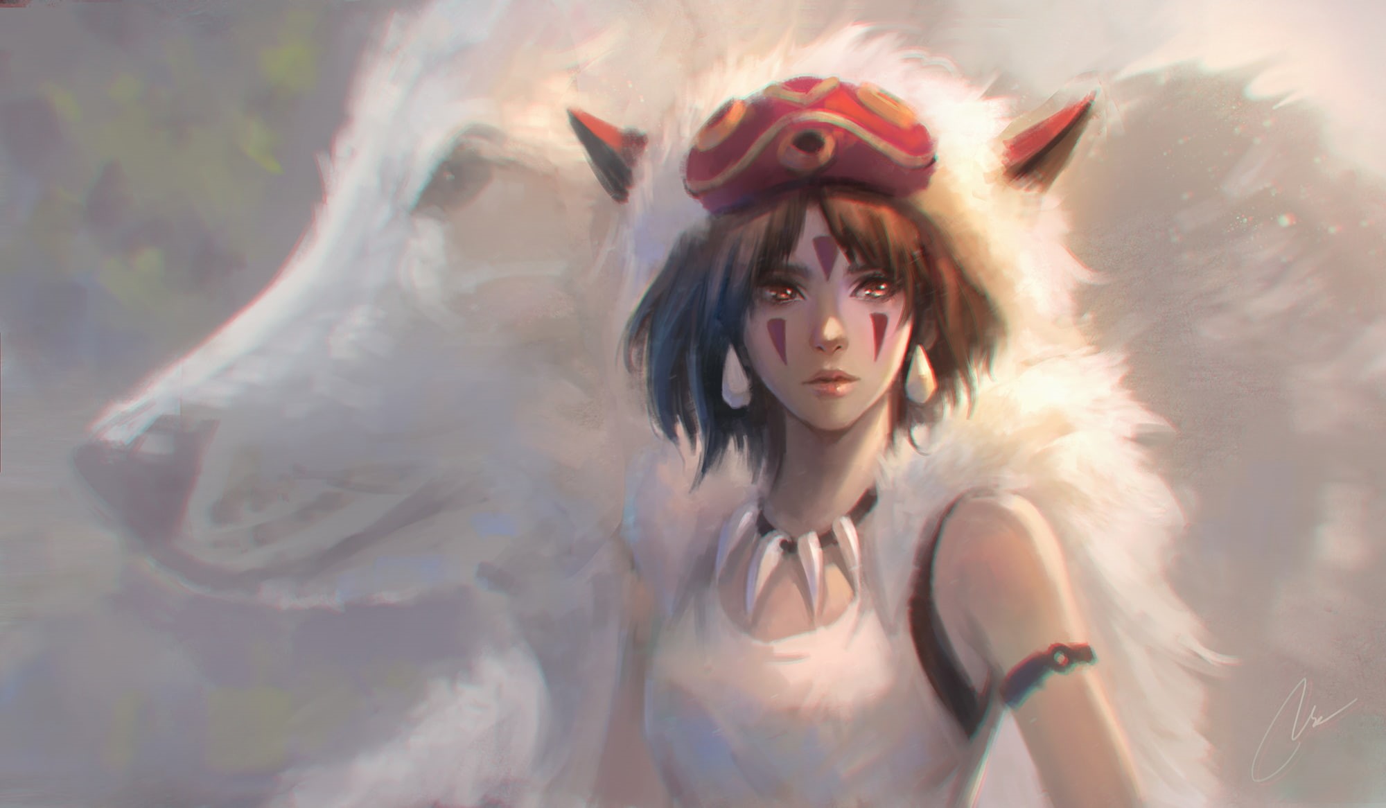 wolf, Studio Ghibli, anime girls, 1080P, Princess Mononoke, HD Wallpaper