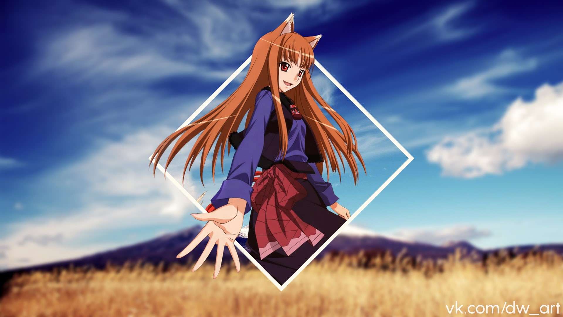 Spice and Wolf, 2D, Photoshop, anime girls, 1080P, picture-in-picture, Holo, Horo (Spice and Wolf), HD Wallpaper