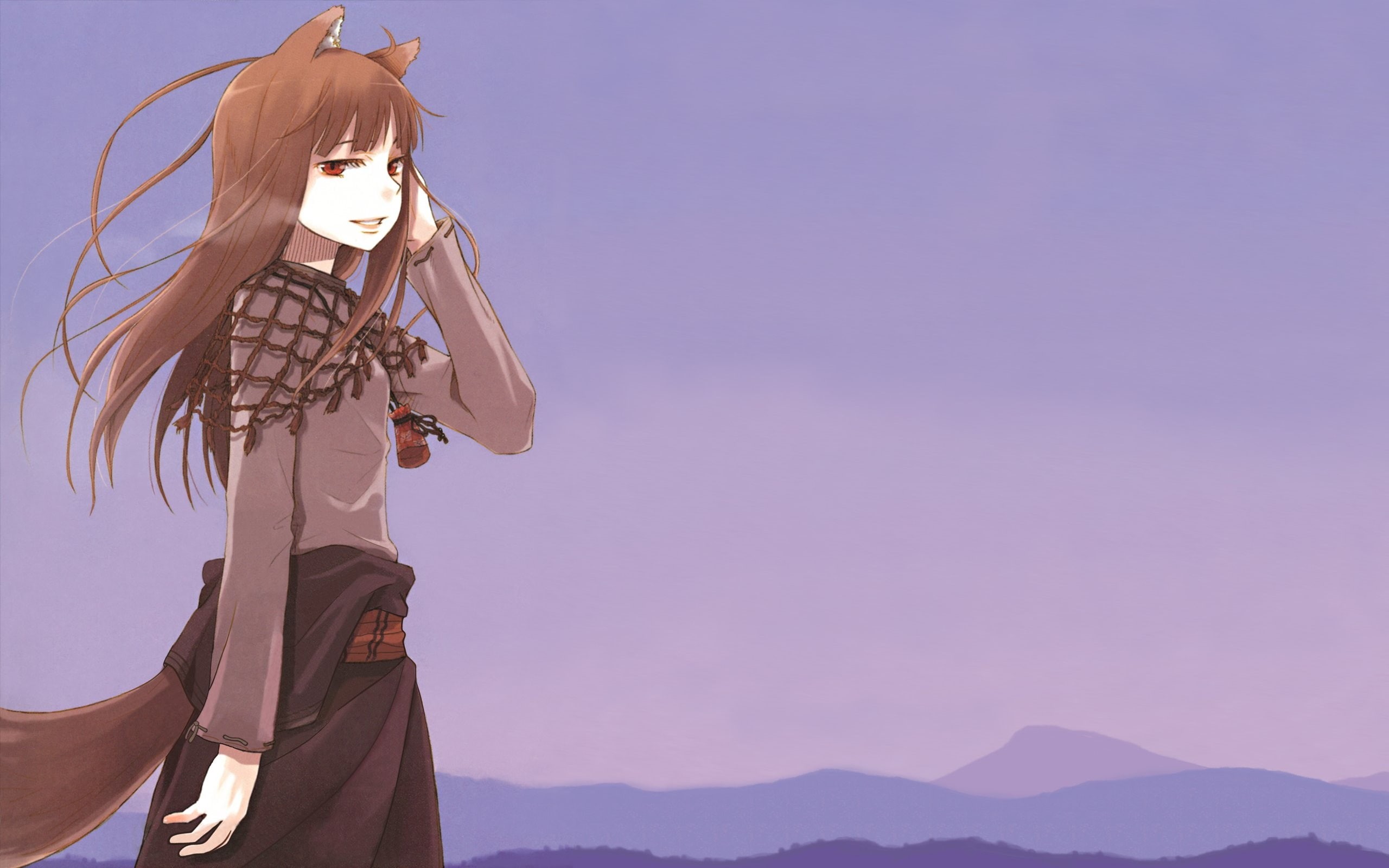 outdoors, sky, copy space, hair, fashion, long hair, Okamimimi, standing, beauty, clothing, Holo, young adult, nature, beautiful woman, art and craft, women, HD Wallpaper