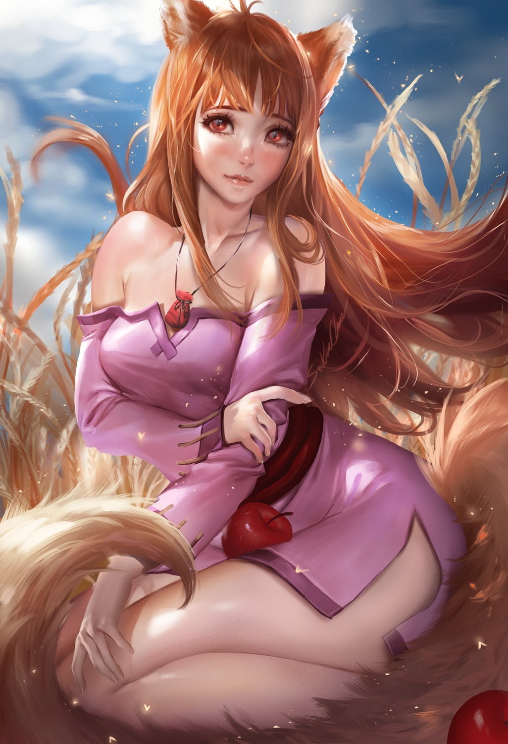 Holo, 720P, Sakimichan, Spice and Wolf, realistic, kitsunemimi, Phone HD Wallpaper