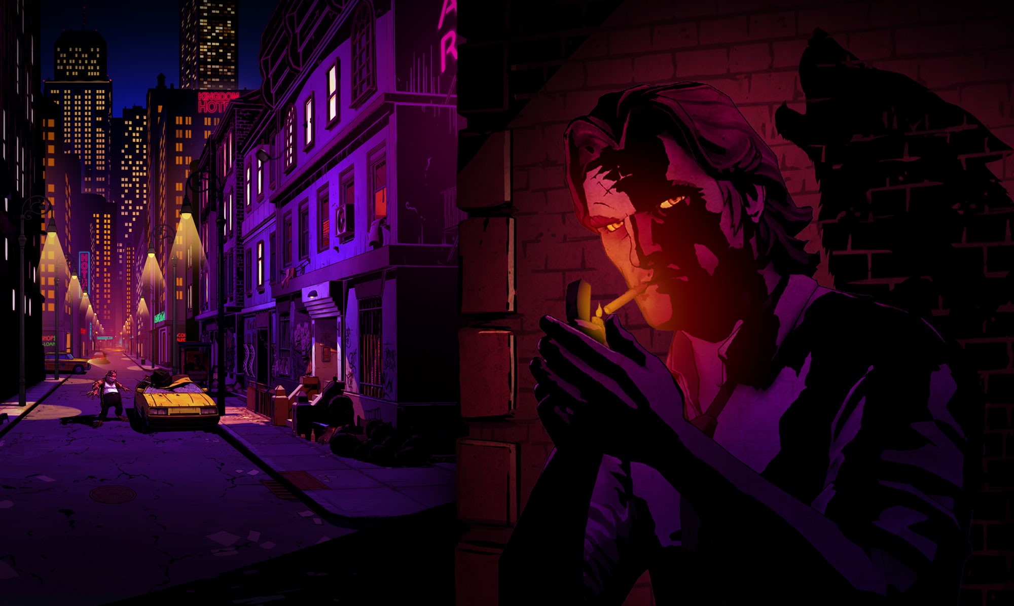 night, cigarette, Bigby, man, smoking, illuminated, architecture, 1080P, built structure, video games, performance, sitting, men, leisure activity, music, HD Wallpaper