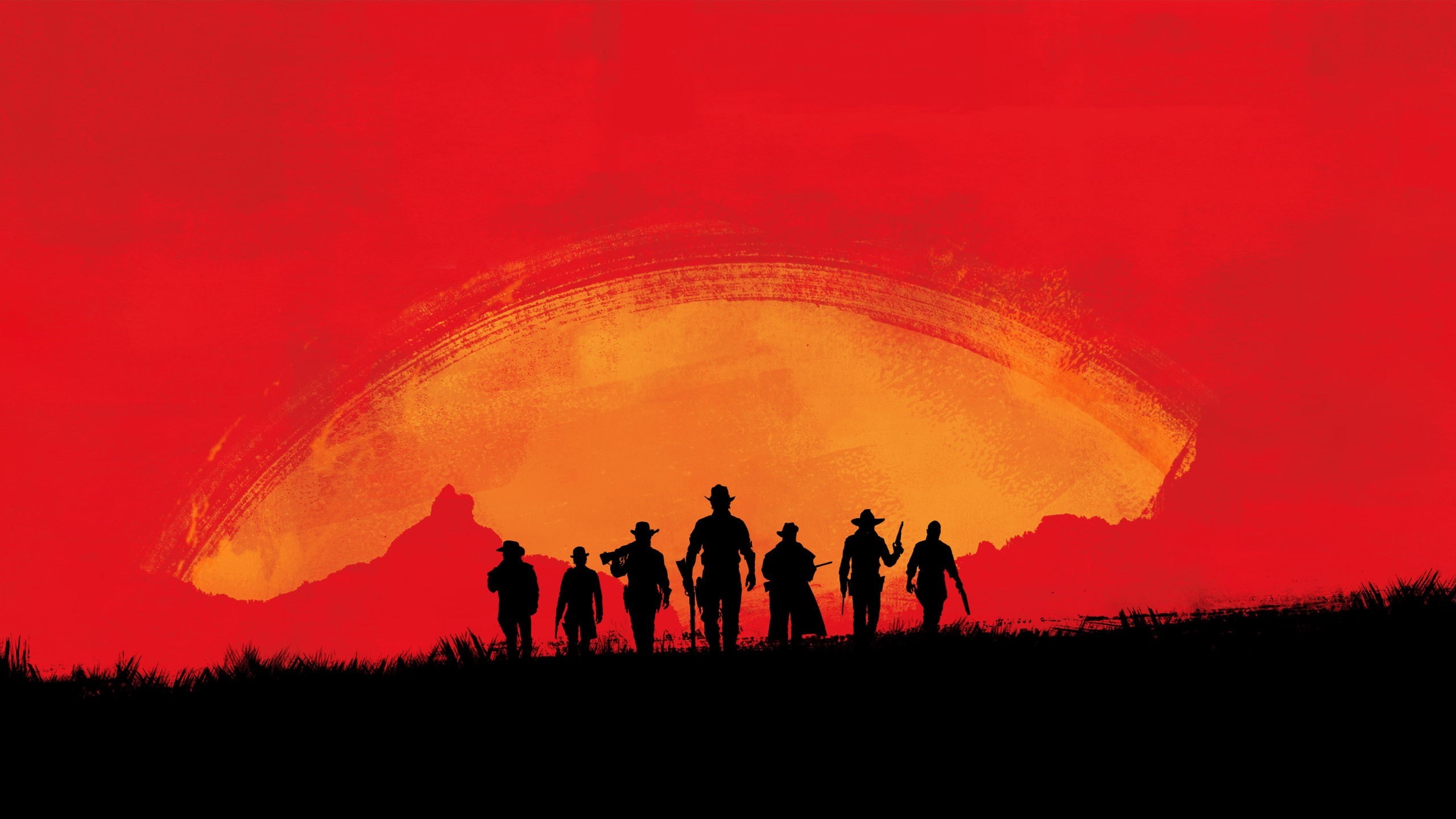 environment, Red Dead Redemption, red, 2K, Red Dead Redemption 2, western, crowd, adult, sky, video games, group of people, people, sunset, walking, land, HD Wallpaper