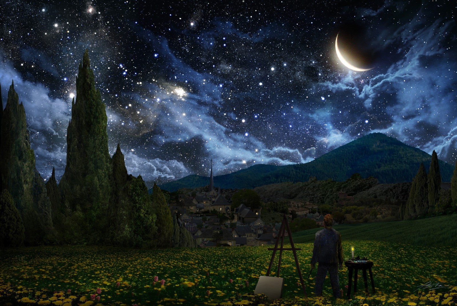 Vincent van Gogh, artwork, 720P, starry night, The Starry Night, HD Wallpaper