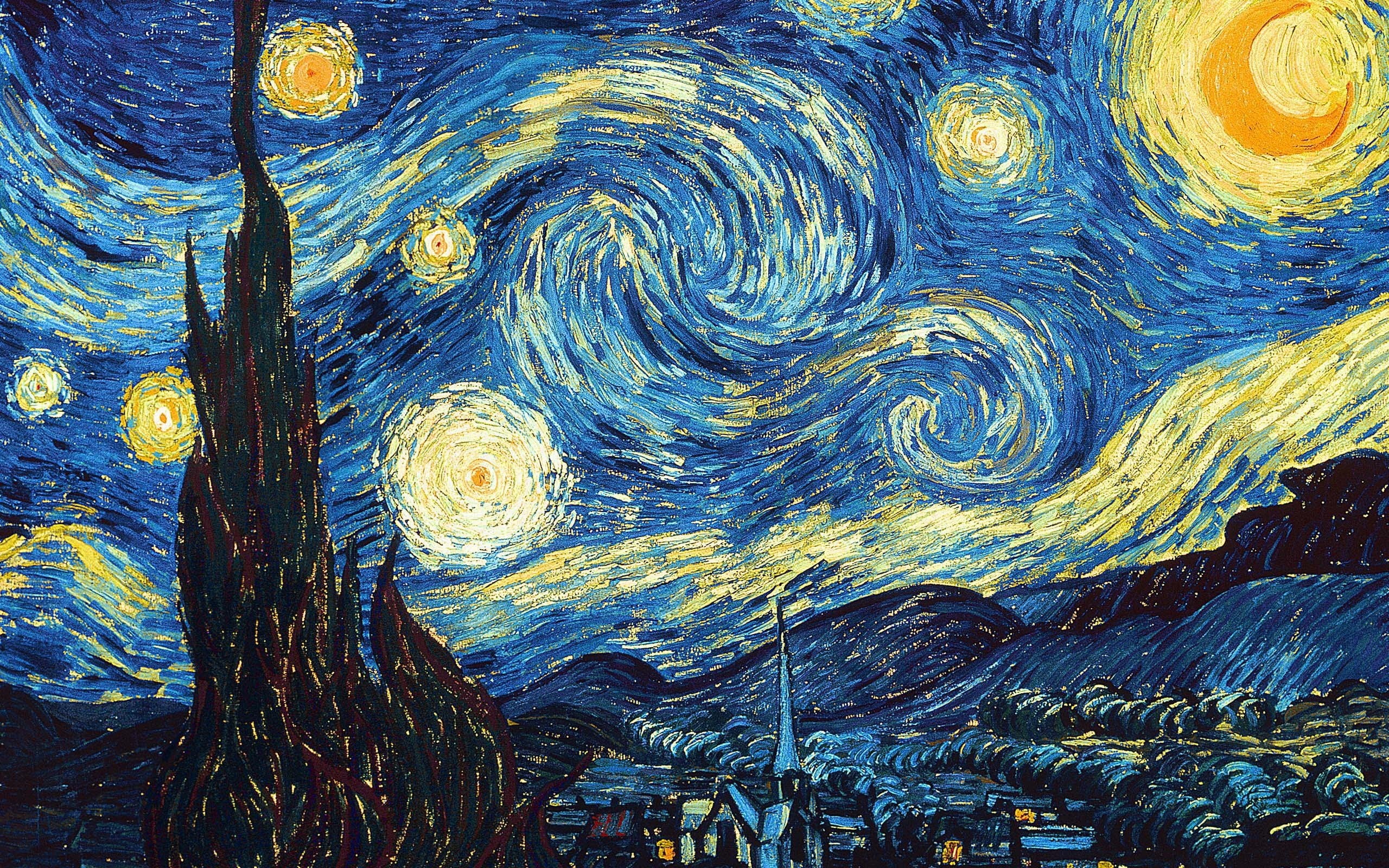 oil painting, design, paintings, textured, art and craft, blue, outdoors, gogh, van gogh, night, starry, natural pattern, painted image, wood - material, HD Wallpaper
