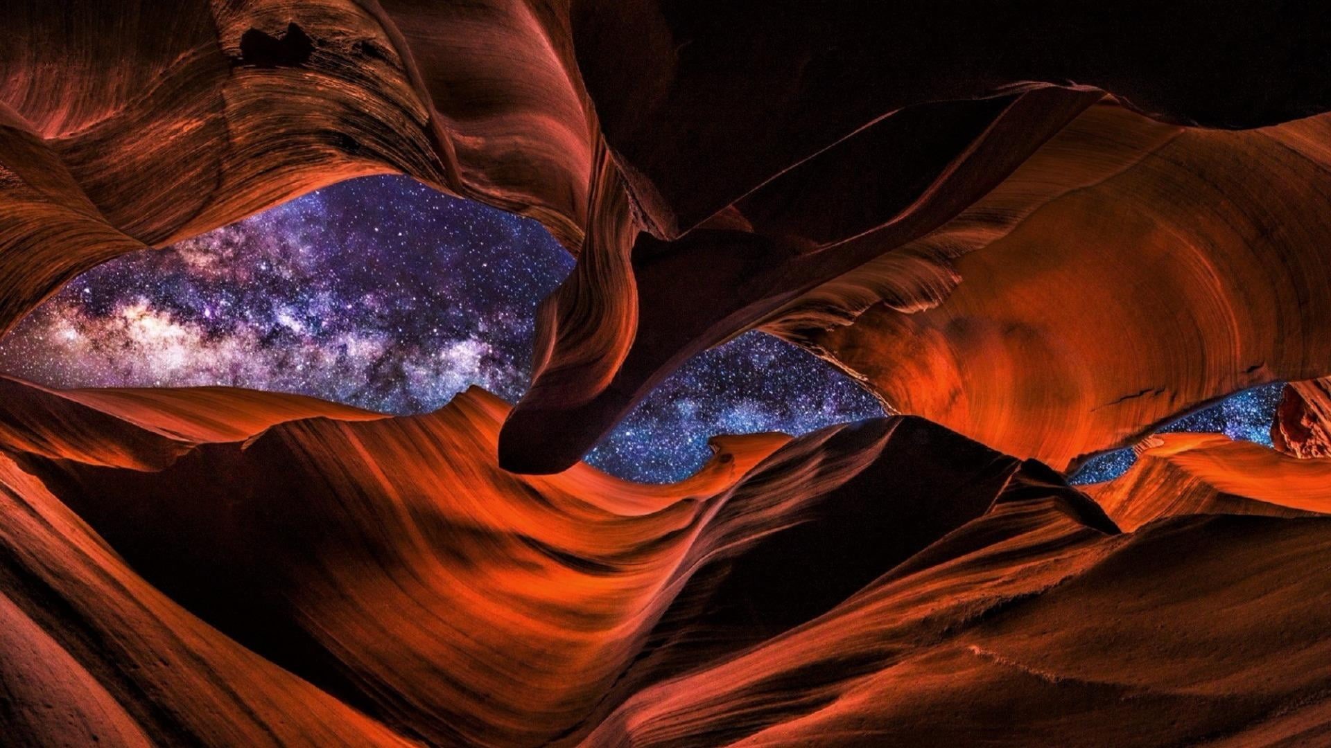 formation, eroded, rock - object, tranquil scene, starry sky, united states, canyon, low angle view, nature, milky way, night sky, rock, travel, travel destinations, HD Wallpaper