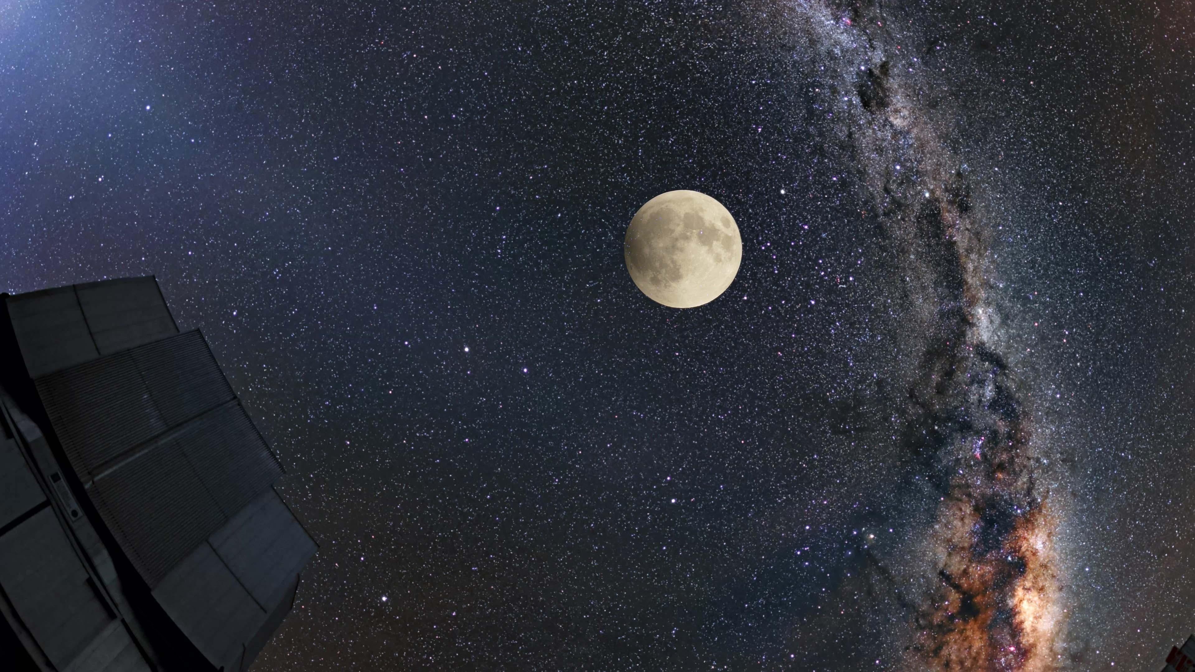scenics - nature, galaxy, outdoors, space, no people, astronomy, 4K, night, tranquil scene, majestic, nature, moon, low angle view, space and astronomy, HD Wallpaper