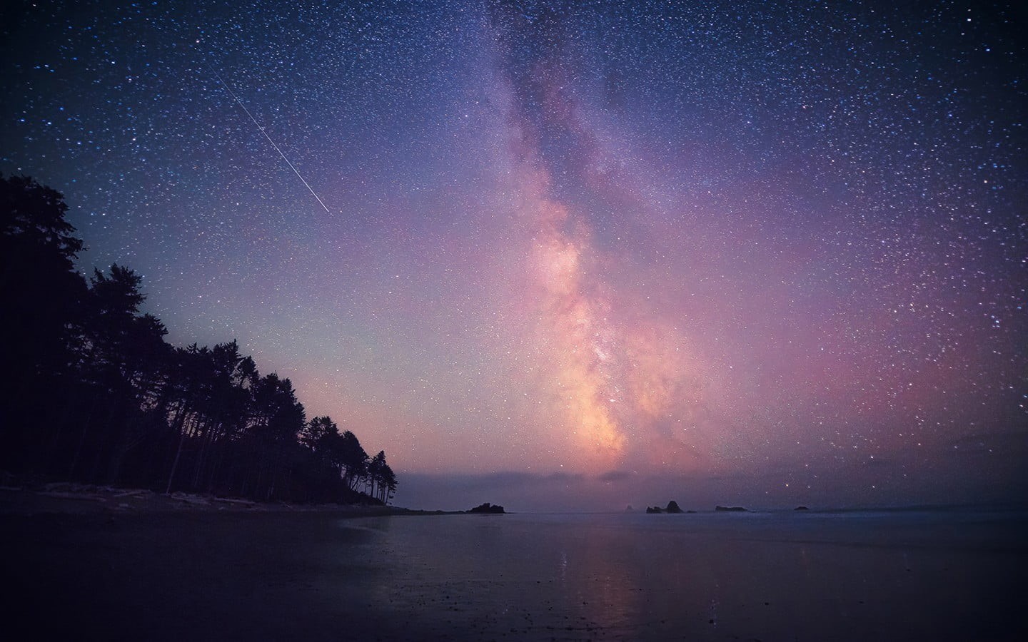 star, illustration, idyllic, scenics - nature, star - space, sky, no people, non-urban scene, 720P, Milky Way, sunset, space, sea, tranquil scene, nature, HD Wallpaper