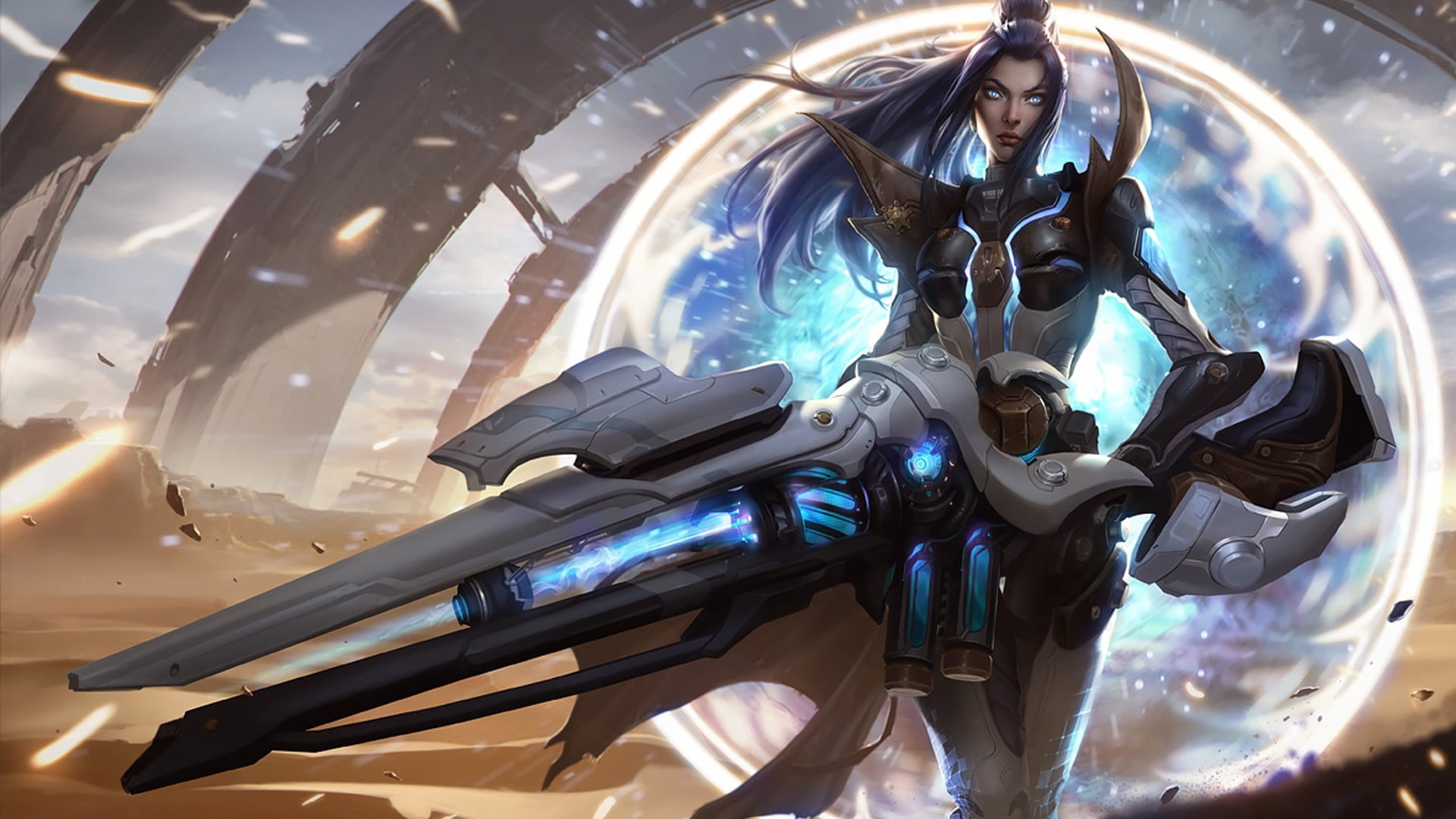 Caitlyn (League of Legends), nature, Summoners Rift, weapon, digital, sunlight, low angle view, human representation, representation, no people, creativity, HD Wallpaper