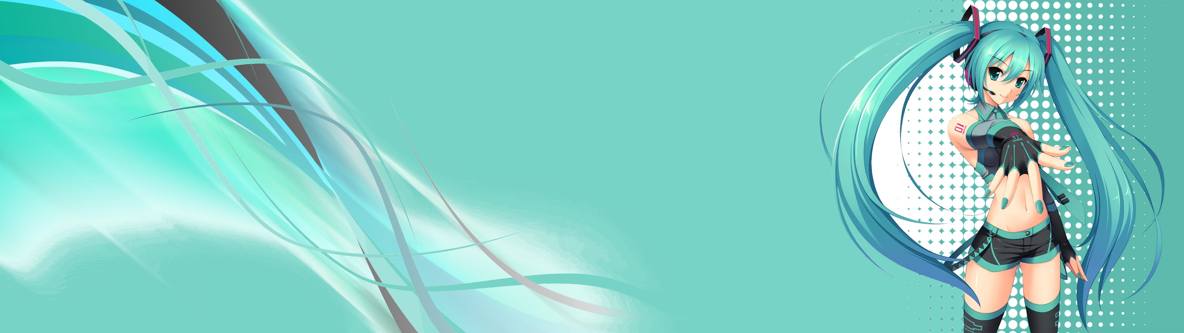 illuminated, hatsune, abstract, vibrant color, technology, green color, copy space, blue, anime girls, communication, lighting equipment, motion, glowing, HD Wallpaper