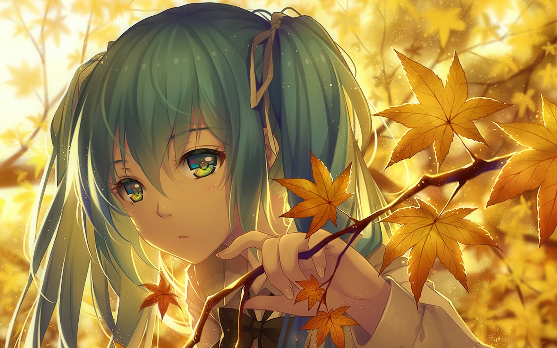 young women, close-up, leaf, human representation, outdoors, one person, flower, lifestyles, representation, growth, day, Vocaloid, hatsune, Hatsune Miku, HD Wallpaper