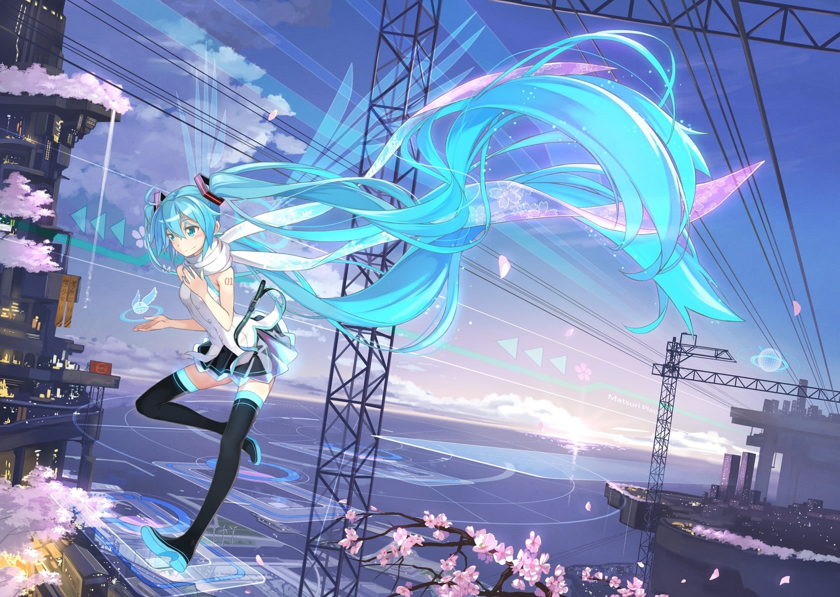 festival, nature, popular music concert, modern, night, building exterior, miku, stage, 720P, light - natural phenomenon, connection, Vocaloid, no people, HD Wallpaper