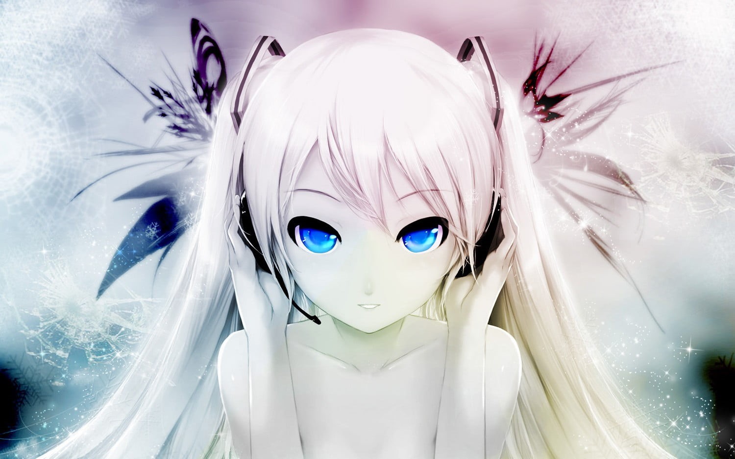 hatsune, anime, close-up, costume, human representation, portrait, anime girls, representation, white color, 720P, creativity, blue, digital composite, HD Wallpaper