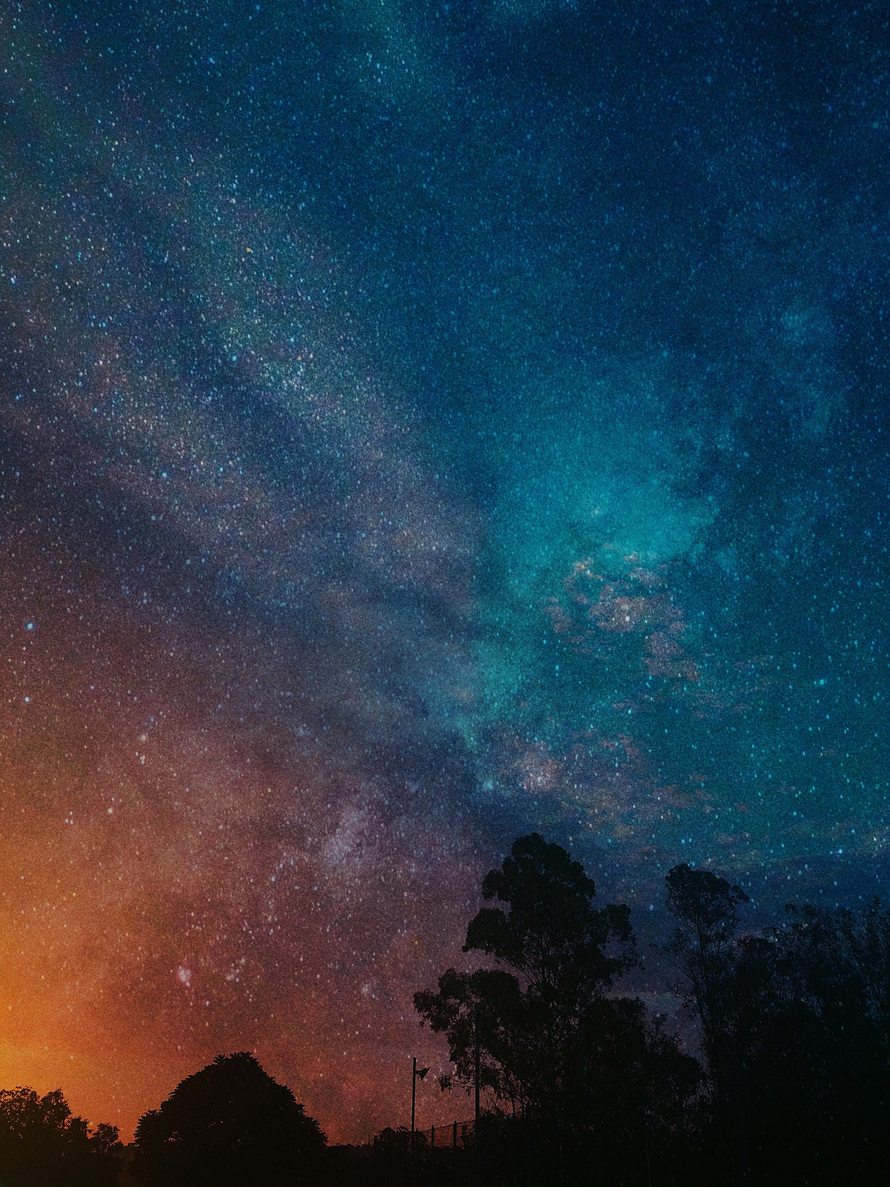 low angle view, blue, samsung, mobile, sky, orange, tranquility, trees, iphone wallpaper,, galaxy, outdoors, Phone HD Wallpaper