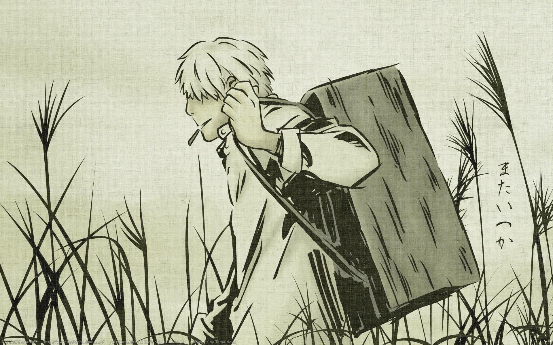 sketch, Mushishi, white, fantasy art, people, day, creativity, sky, architecture, grass, art and craft, outdoors, anime, 1080P, black, Ginko (Mushishi), HD Wallpaper