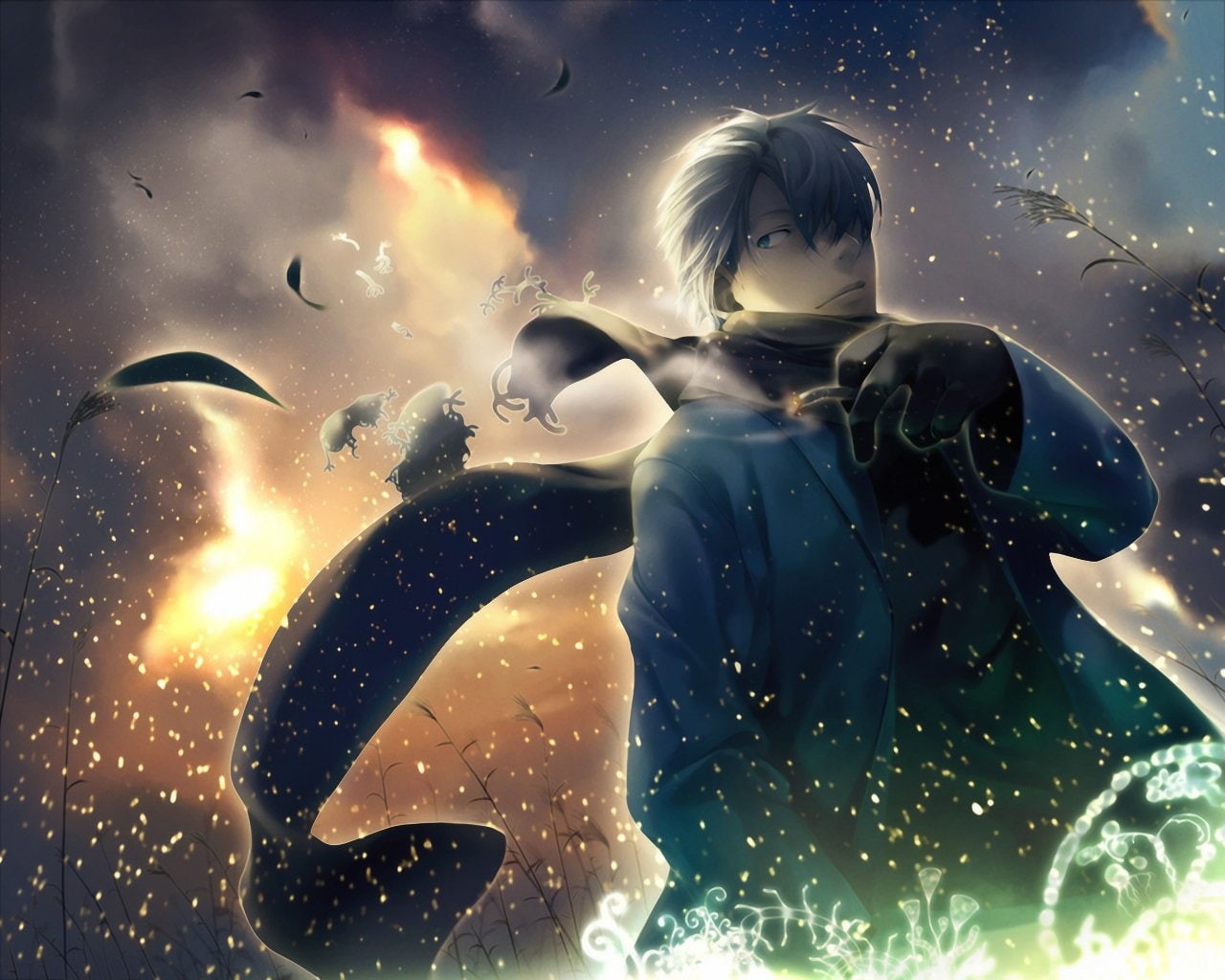 Anime, Ginko (Mushishi), 720P, man, hoodie, Mushishi, character, blue, HD Wallpaper