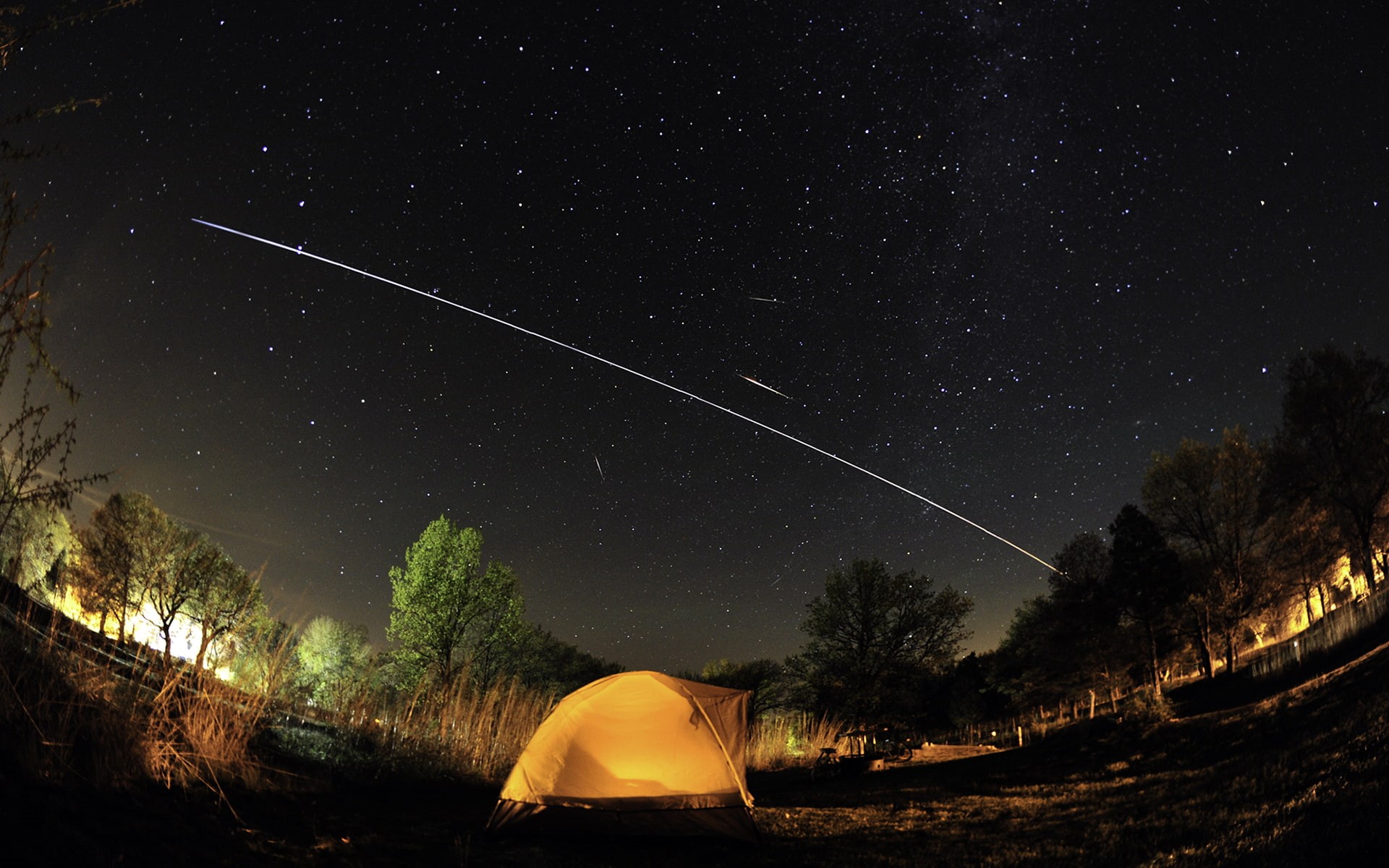 tent, stars, timelapse, nature, 1080P, trees, night, hd, asteroid, HD Wallpaper