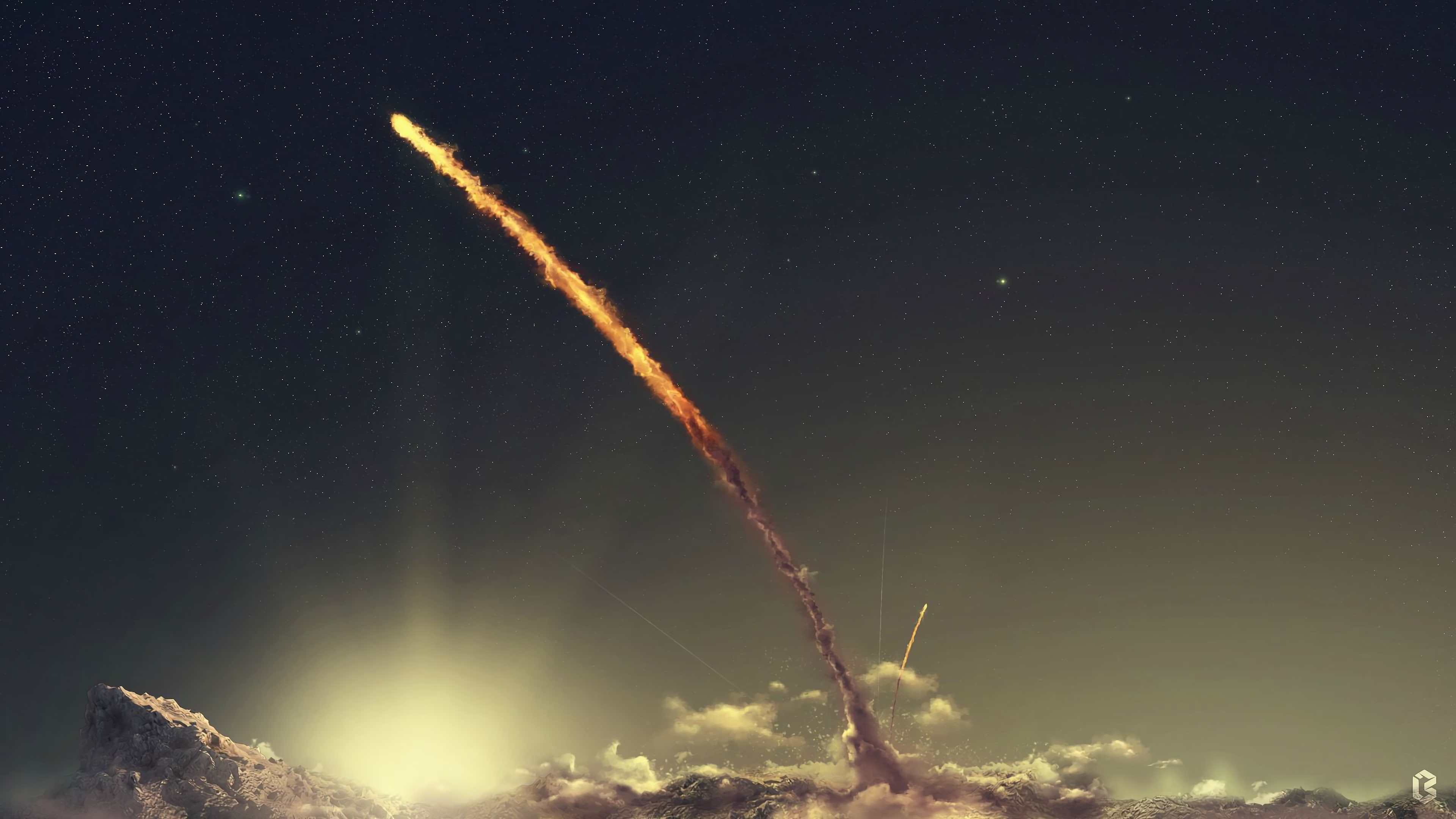 outdoors, airplane, on the move, star - space, comet, motion, low angle view, scenics - nature, no people, smoke - physical structure, nature, space, air vehicle, HD Wallpaper