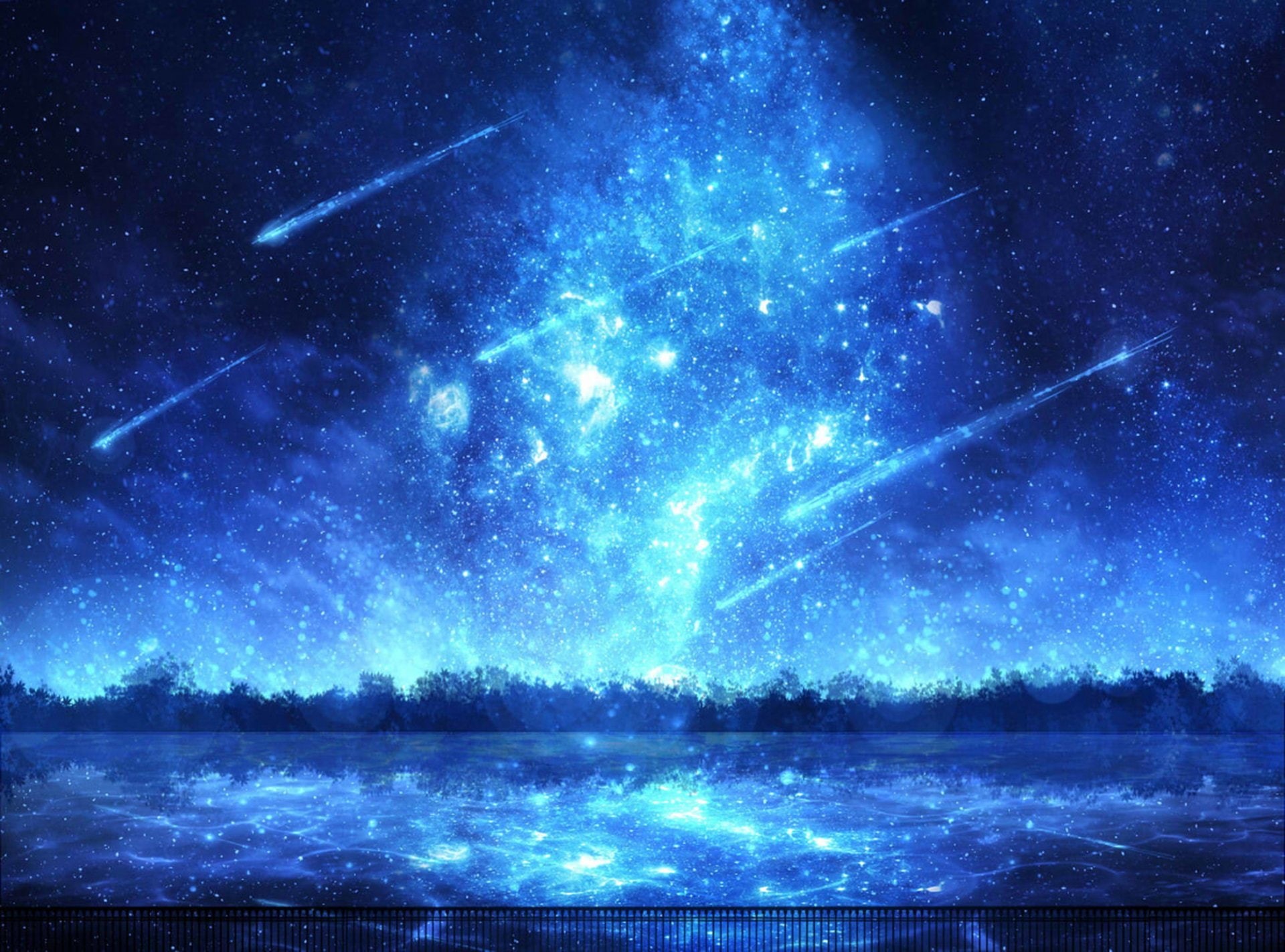 Aurora Australis, Anime, Comet, 1080P, Original, Lake, HD Wallpaper