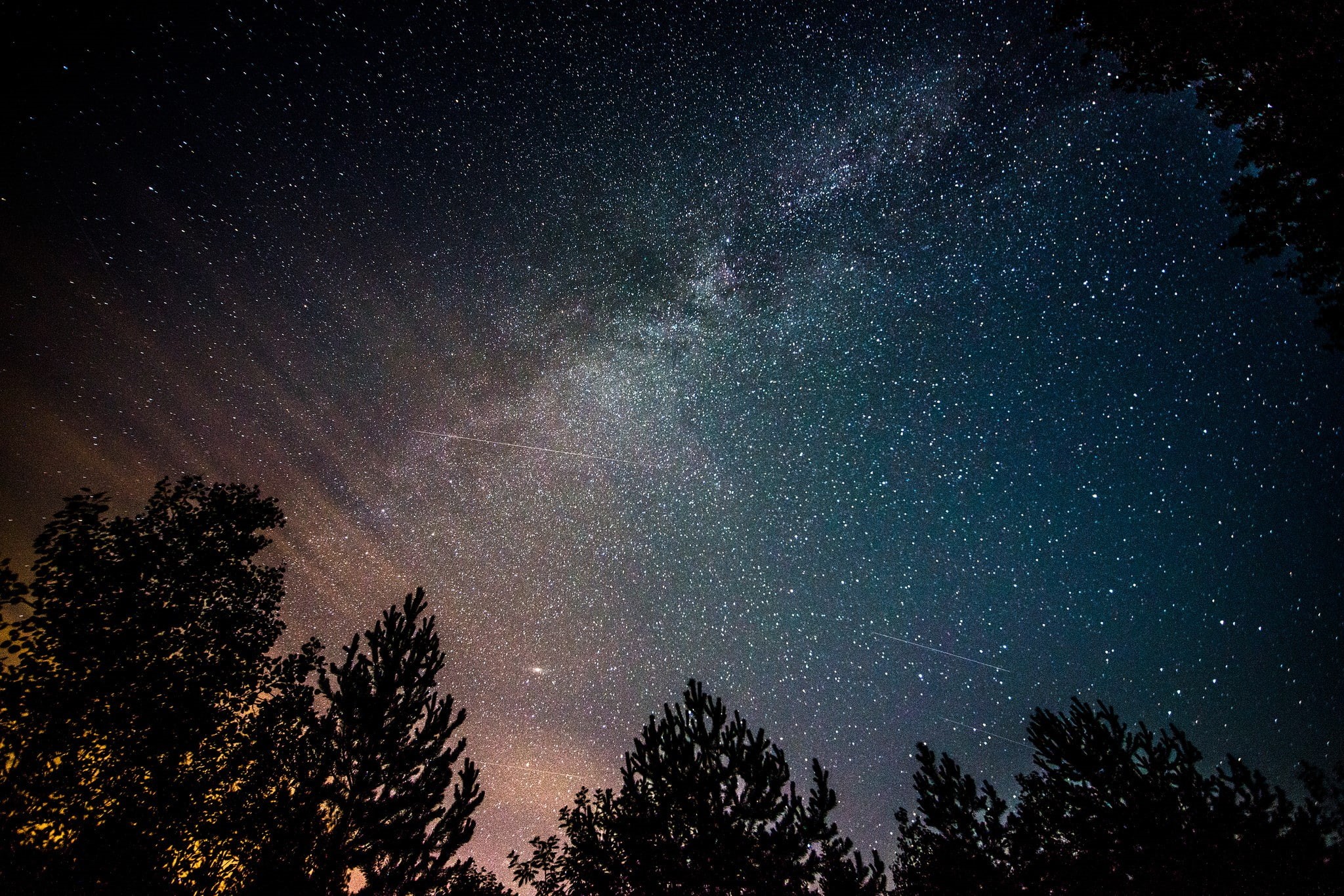 1080P, stars, night, silhouette, sky, comet, HD Wallpaper