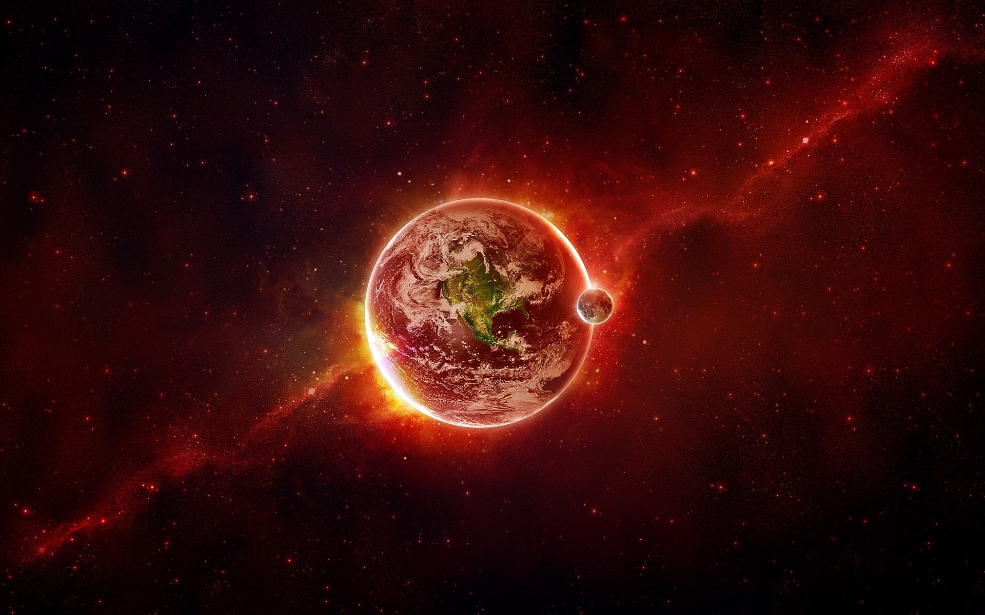 1080P, earth, planets, space, hd, red, HD Wallpaper