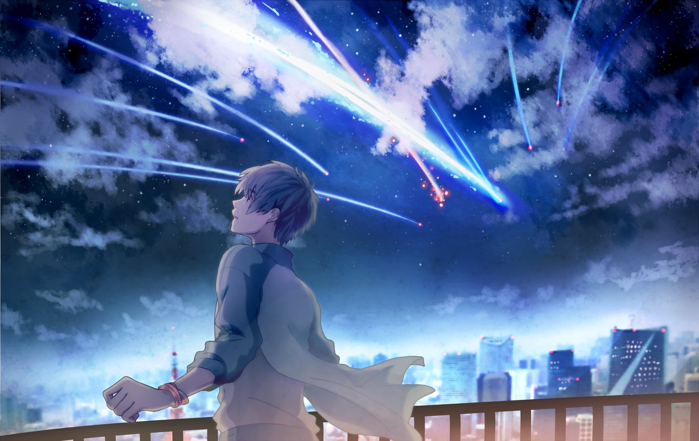 digital composite, young Adult, illustration, architecture, built structure, lifestyles, young women, Kimi no Na Wa, sky, girls, office building exterior, HD Wallpaper