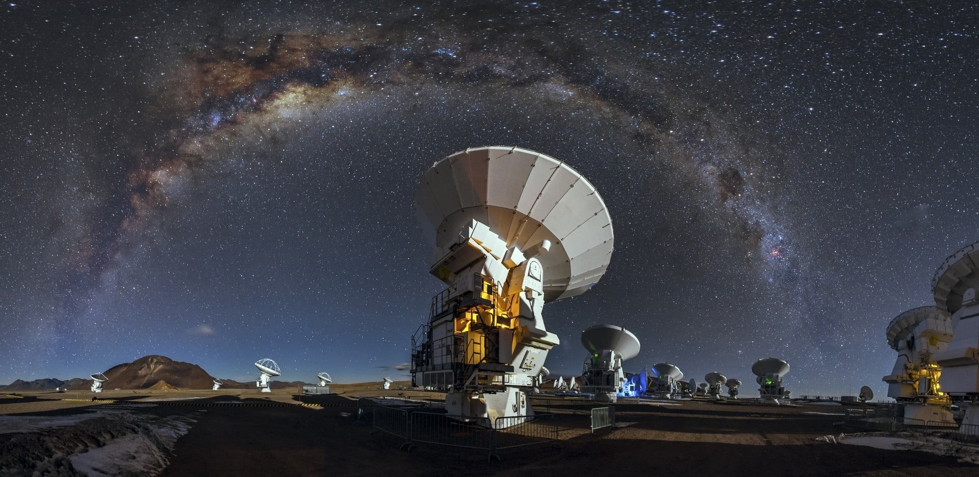 ALMA Observatory, satellite, nature, long exposure, star - space, sky, technology, space exploration, landscape, gray, galaxy, star, industry, science, HD Wallpaper