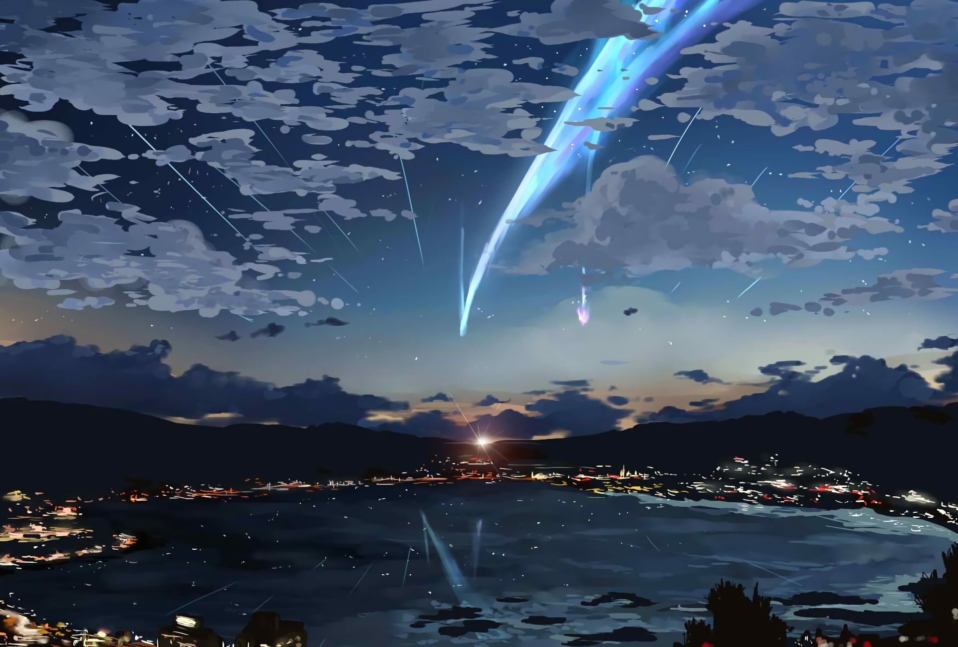 anime, 1080P, landscape, clouds, Kimi no Na Wa, sky, HD Wallpaper