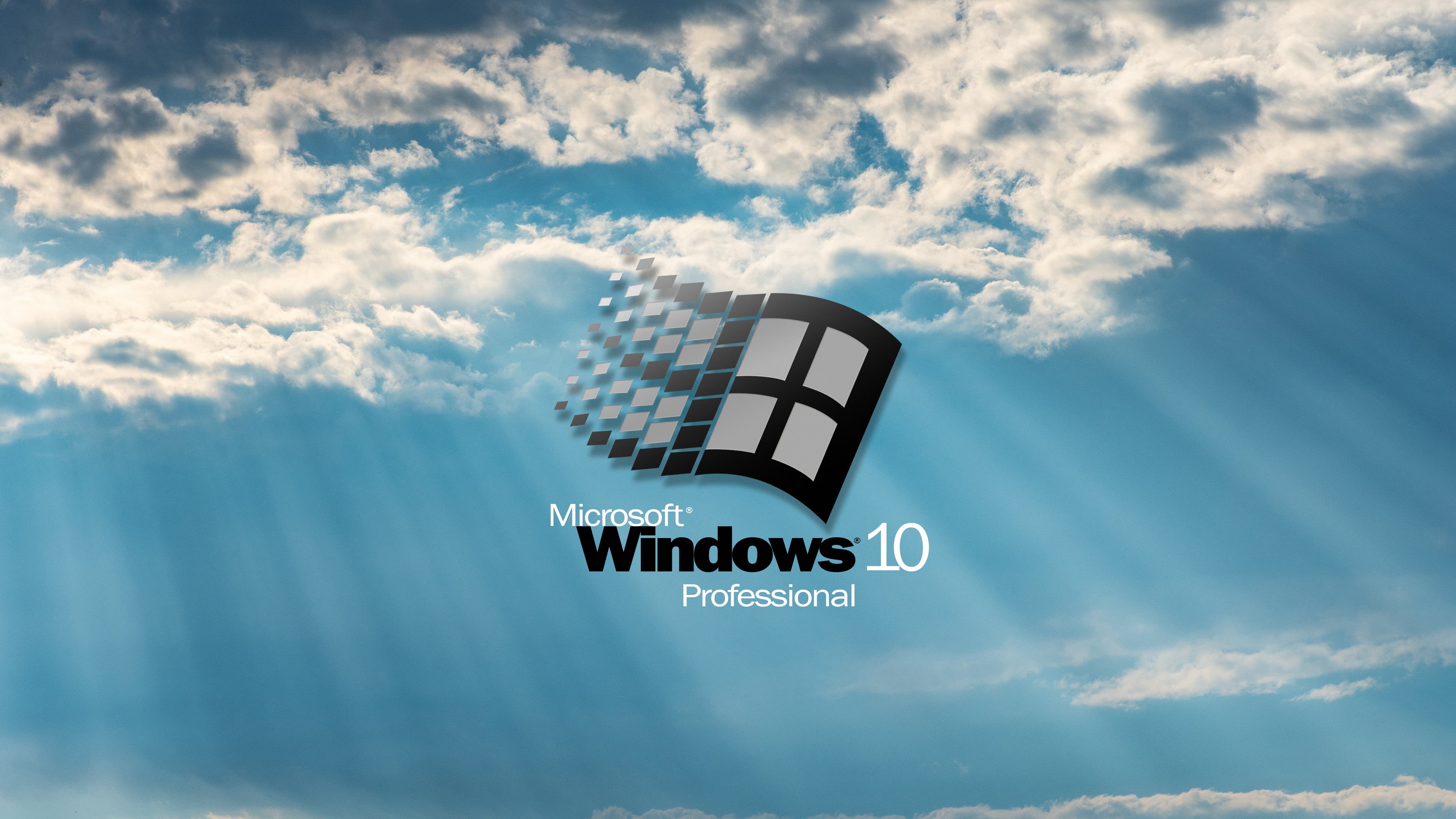 Microsoft, blue, Windows 10, gray, logo, 4K, HD Wallpaper