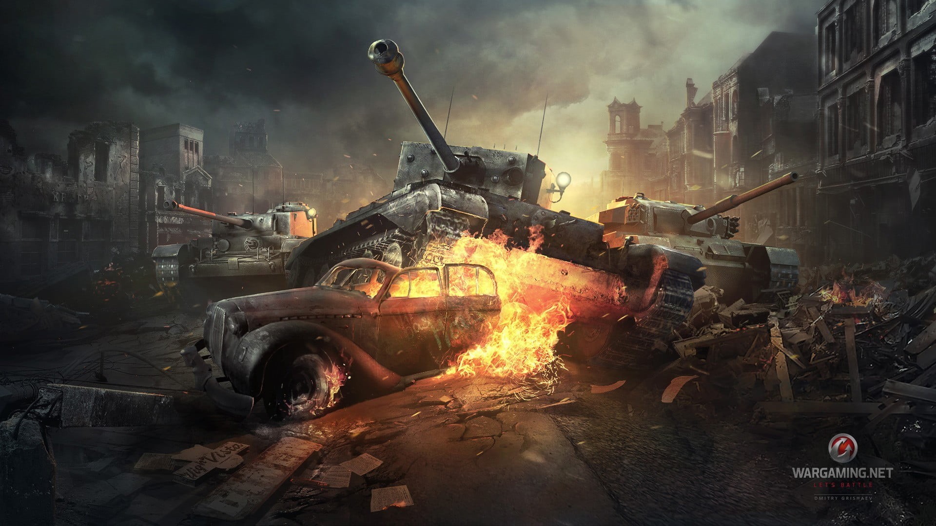 city, tanks, car, burning, motor vehicle, land Vehicle, nature, damaged, power, transportation, 1080P, outdoors, danger, war, World of tanks, demolished, HD Wallpaper