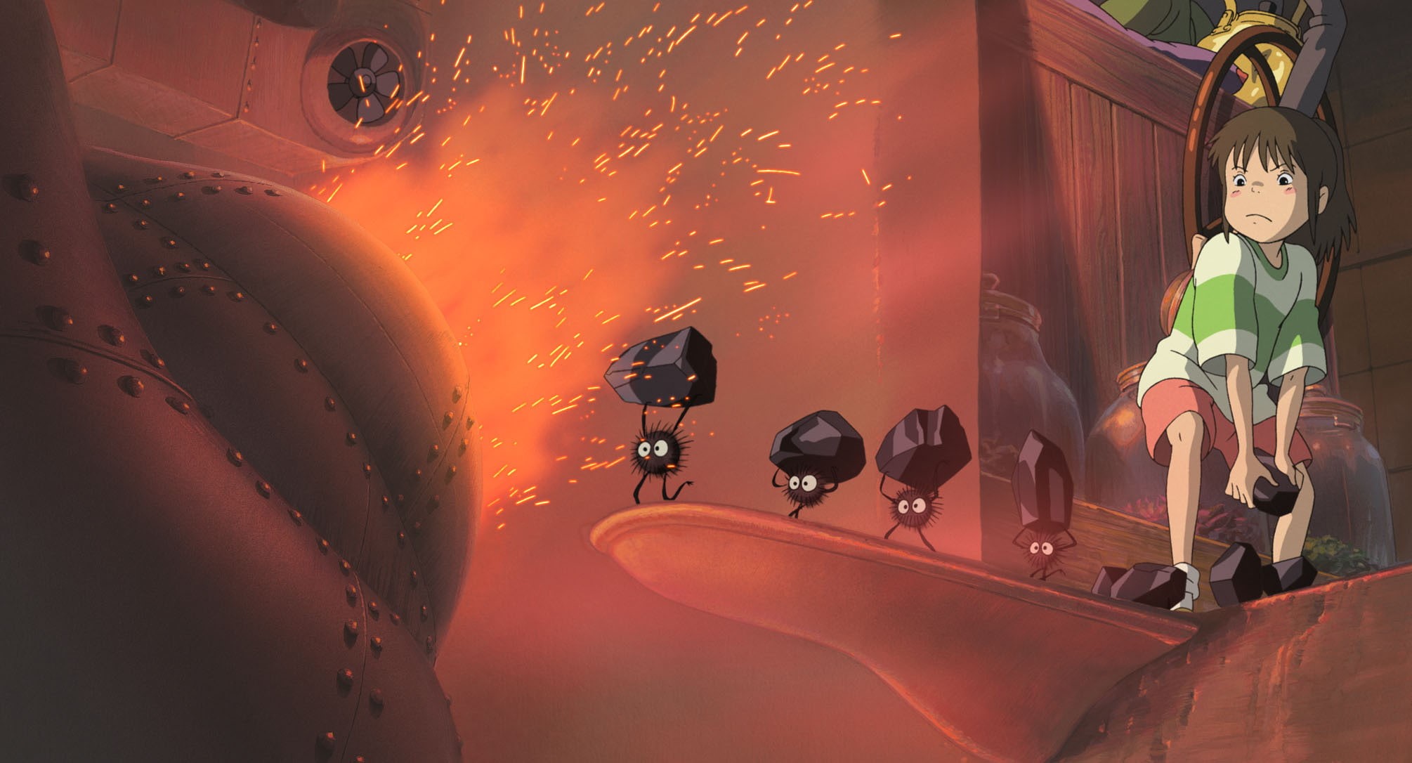 wearing, men, ogino chihiro, anime, embers, character, cartoon, real people, spirited away, people, transportation, representation, 1080P, travel, Hayao Miyazaki, HD Wallpaper