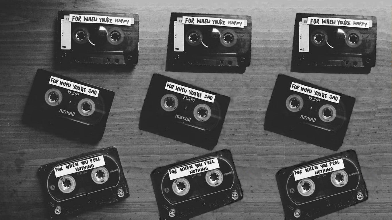 nine, retro styled, in a row, tape, no people, analog, text, photography themes, table, indoors, 720P, choice, number, tapes, monochrome, communication, HD Wallpaper