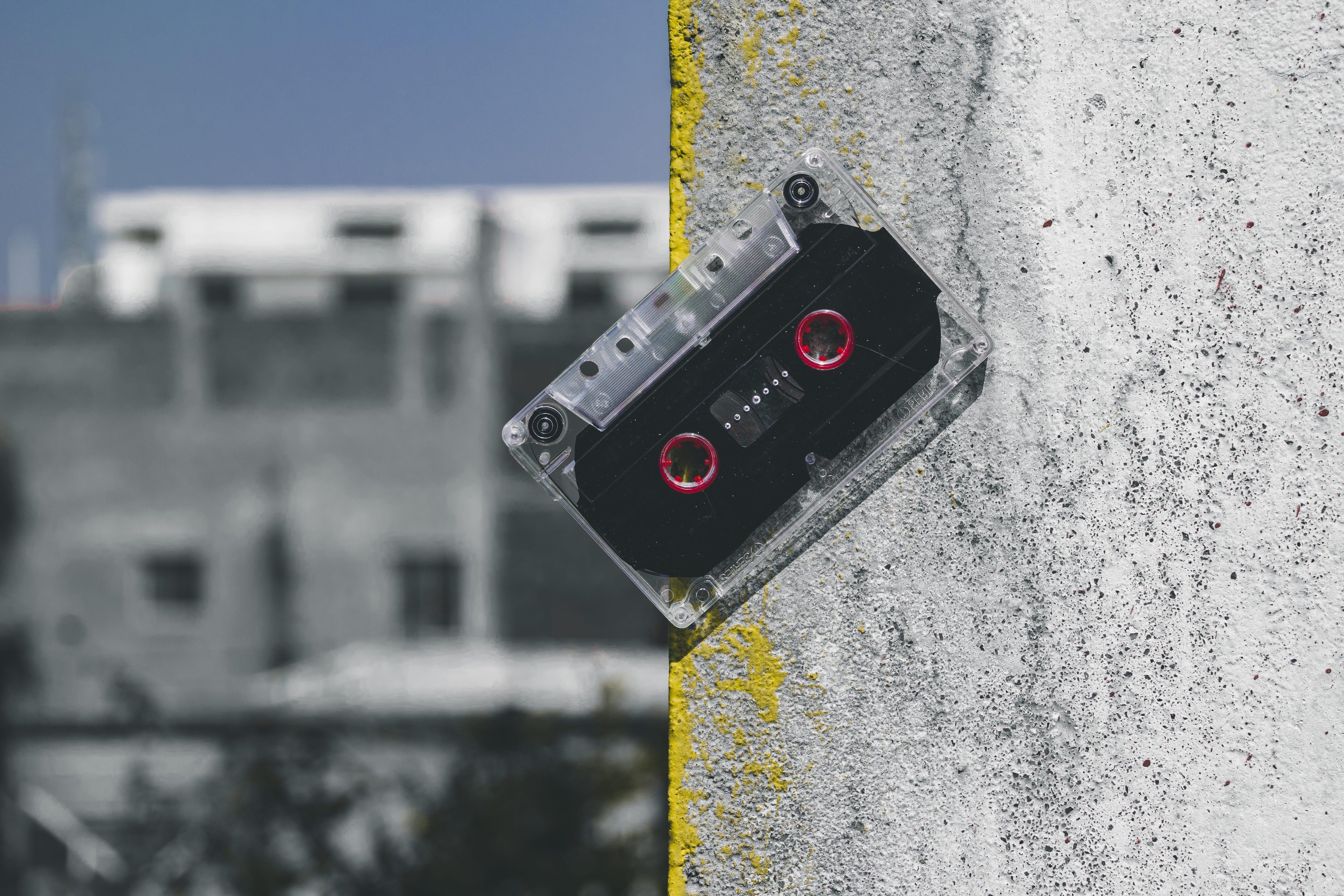focus, building exterior, faded, industry, cassette tape, gray, nature, daylight, focus on foreground, red, protection, 5K, security, blur, audio, day, HD Wallpaper