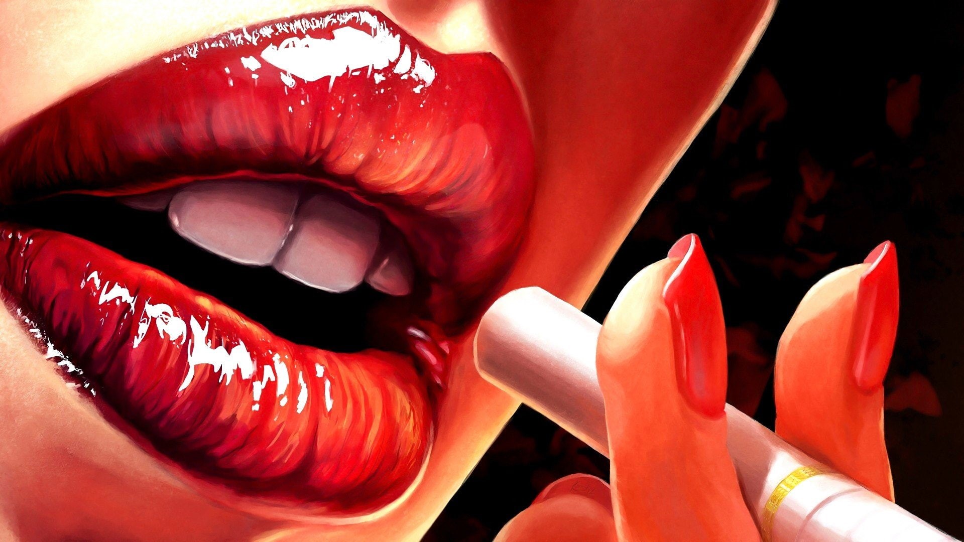 people, x, cigarettes, michael, px, lips, art, 1920x1080 px, hd, 1080P, red, jordan, HD Wallpaper