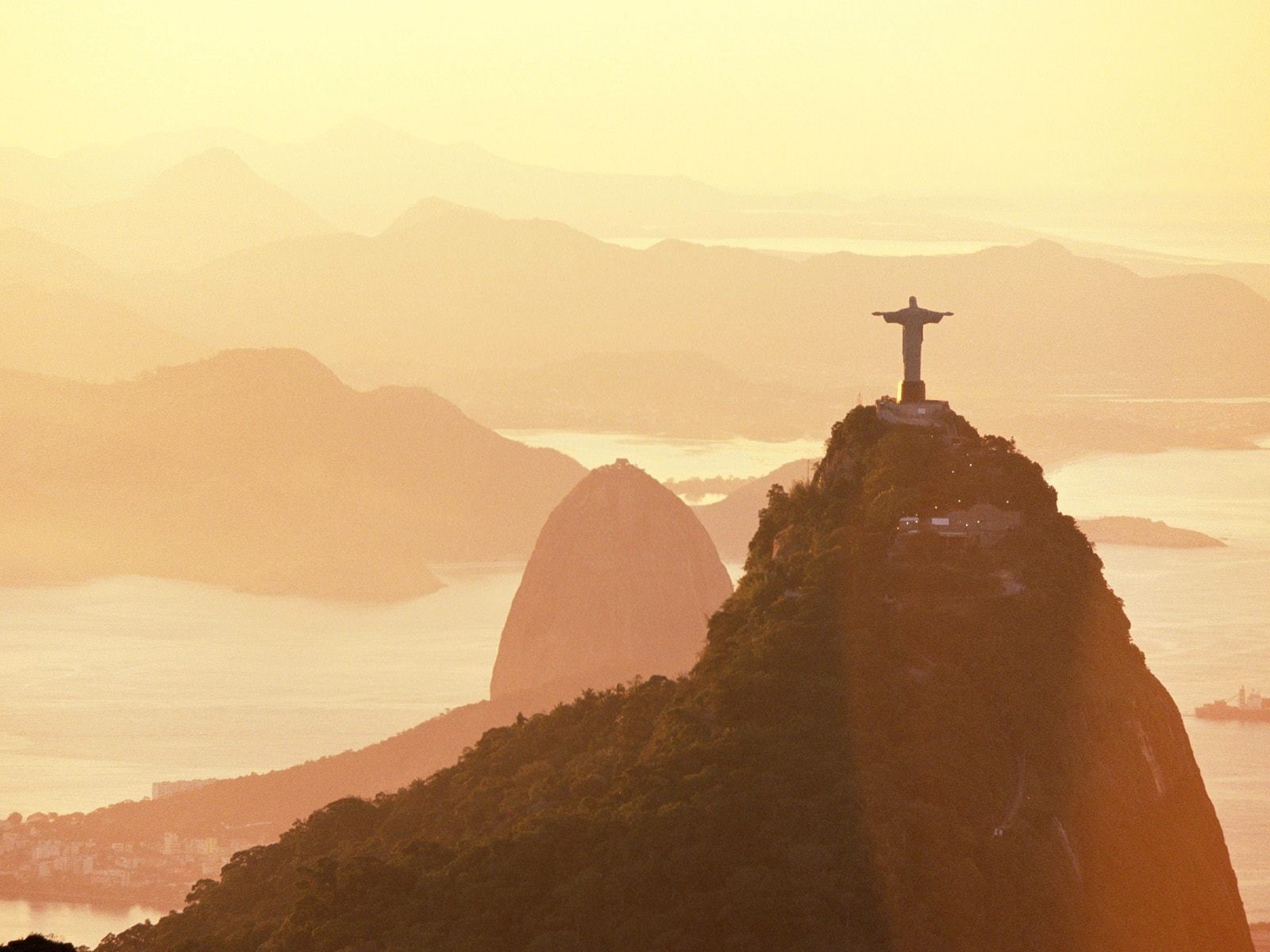 Rio de Janeiro, 720P, Brazil, sunlight, Christ the Redeemer, mountains, HD Wallpaper