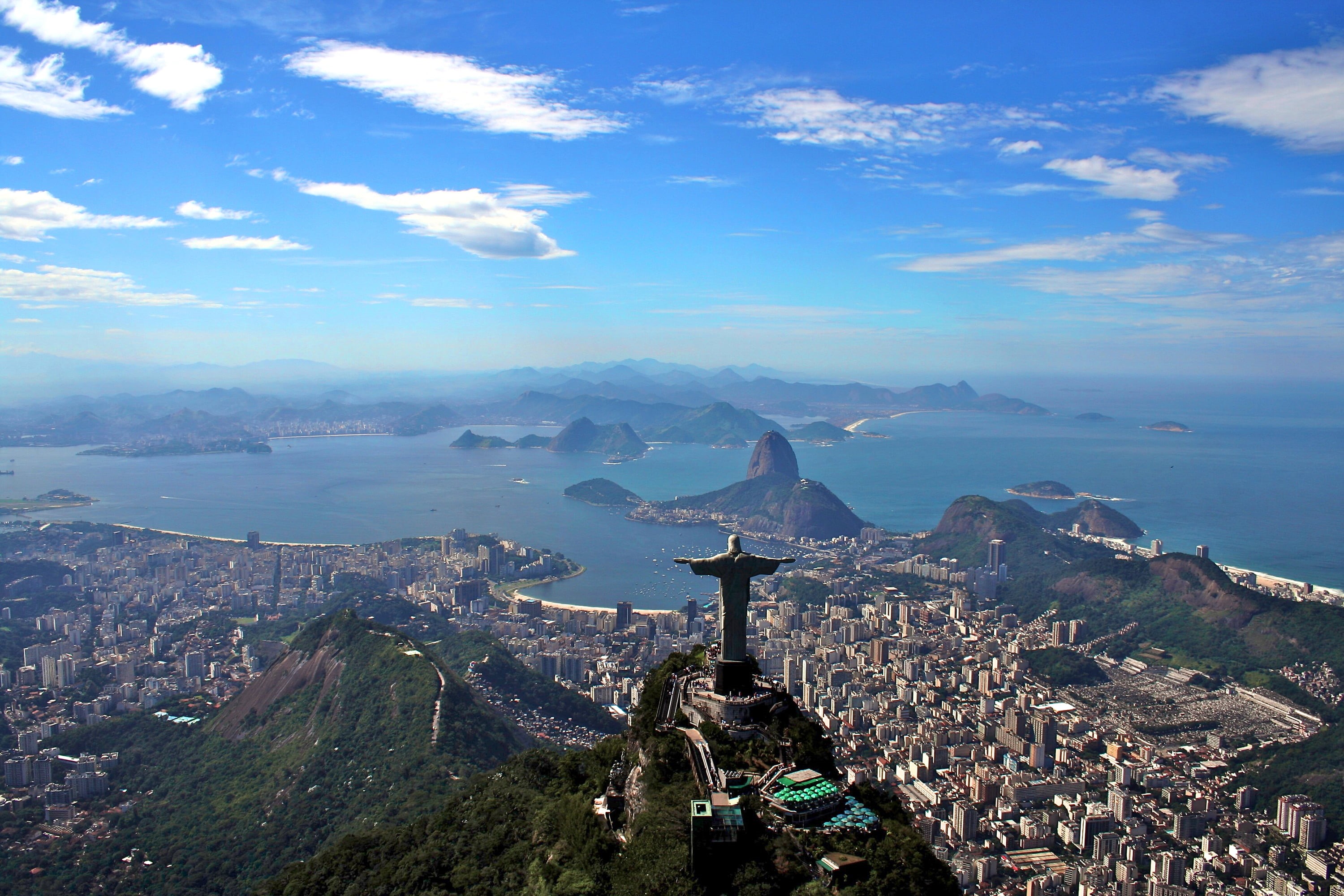 panorama, mountains, cloud - sky, beauty in nature, building Exterior, the ocean, day, travel Destinations, sugarloaf Mountain, beach, Bay, sea, cultures, HD Wallpaper