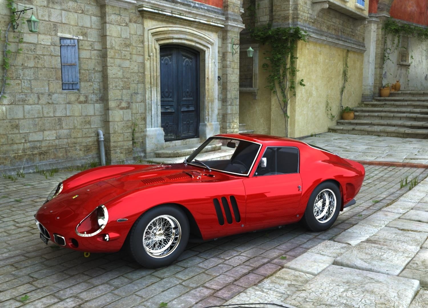 land vehicle, city, transportation, no people, brick, architecture, car, building exterior, red, vintage car, street, wealth, outdoors, 720P, Ferrari, HD Wallpaper