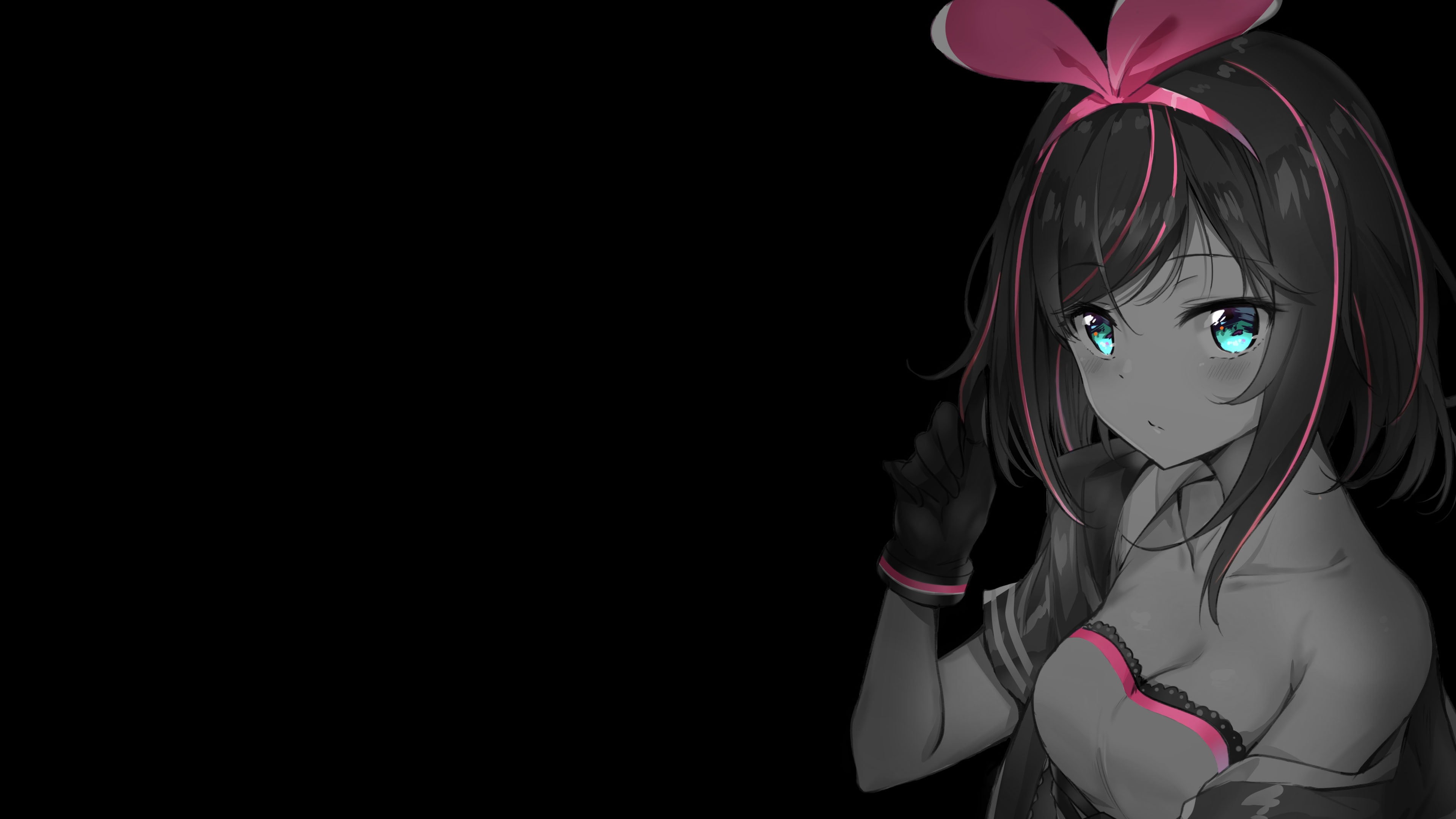 AI Channel, Black, 4K, Anime, Kizuna AI, HD Wallpaper