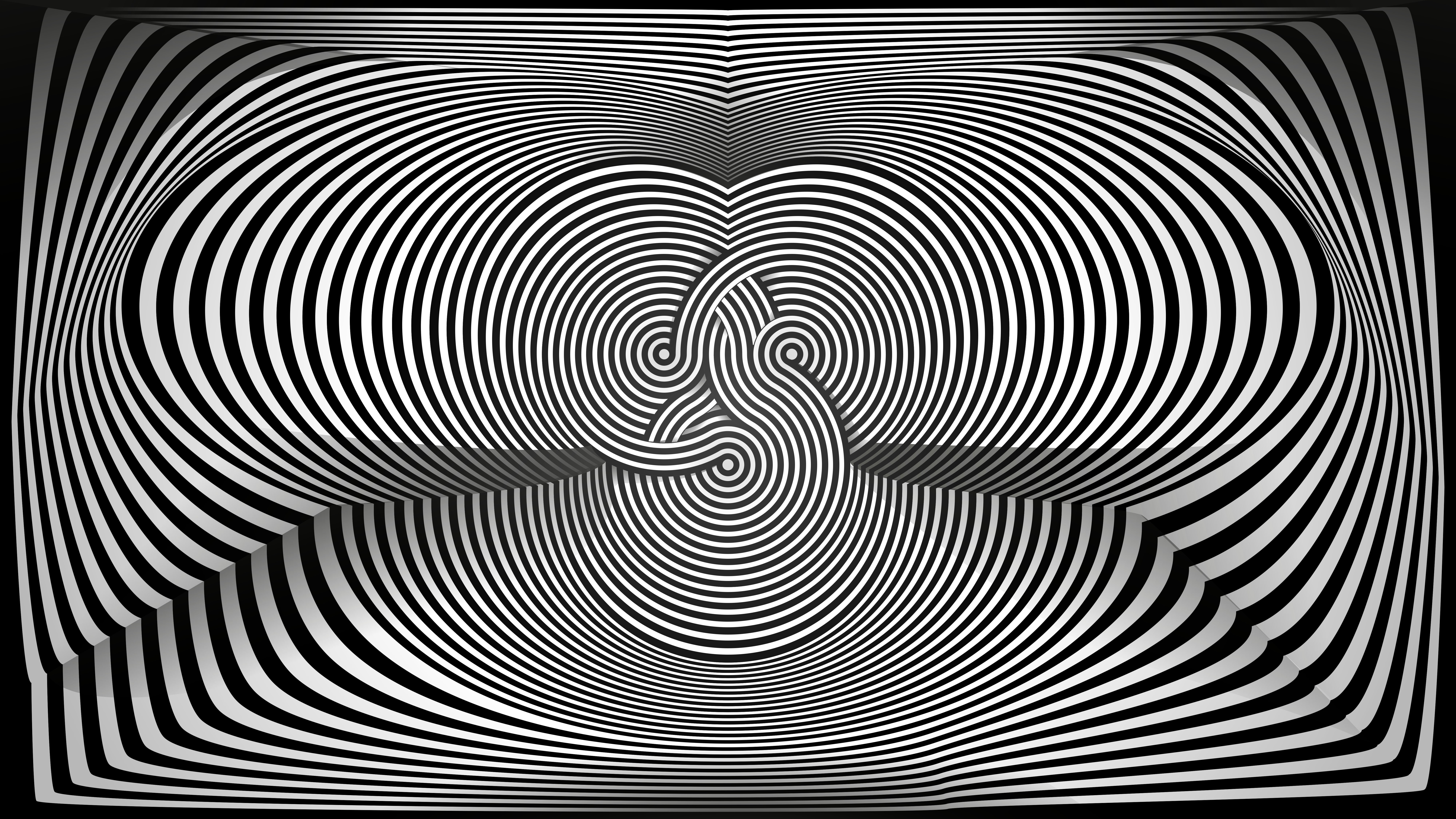 white, optical art, optical illusion, vector, 8K, black, HD Wallpaper