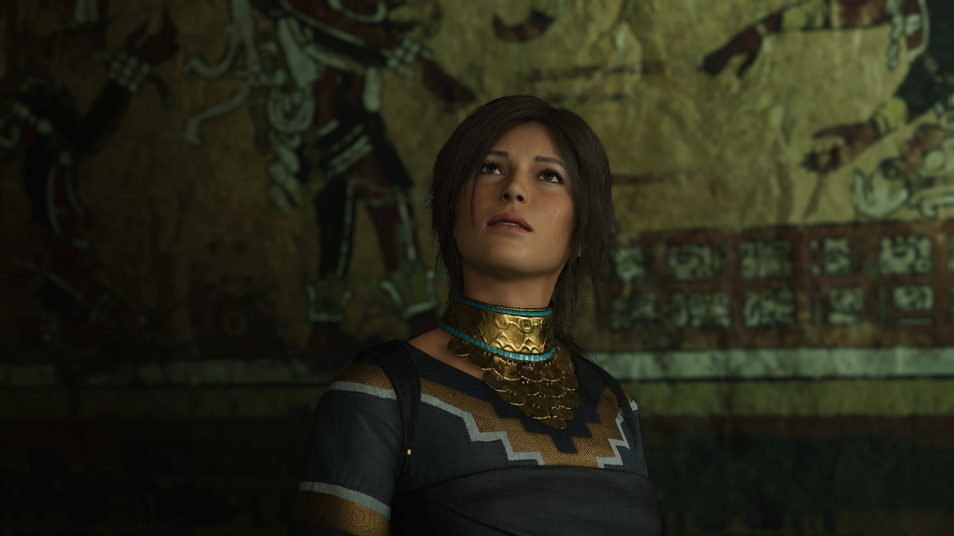women, black hair, adult, indoors, one person, looking at camera, focus on foreground, beautiful woman, hair, standing, 1080P, Lara Croft, waist up, Tomb Raider, HD Wallpaper
