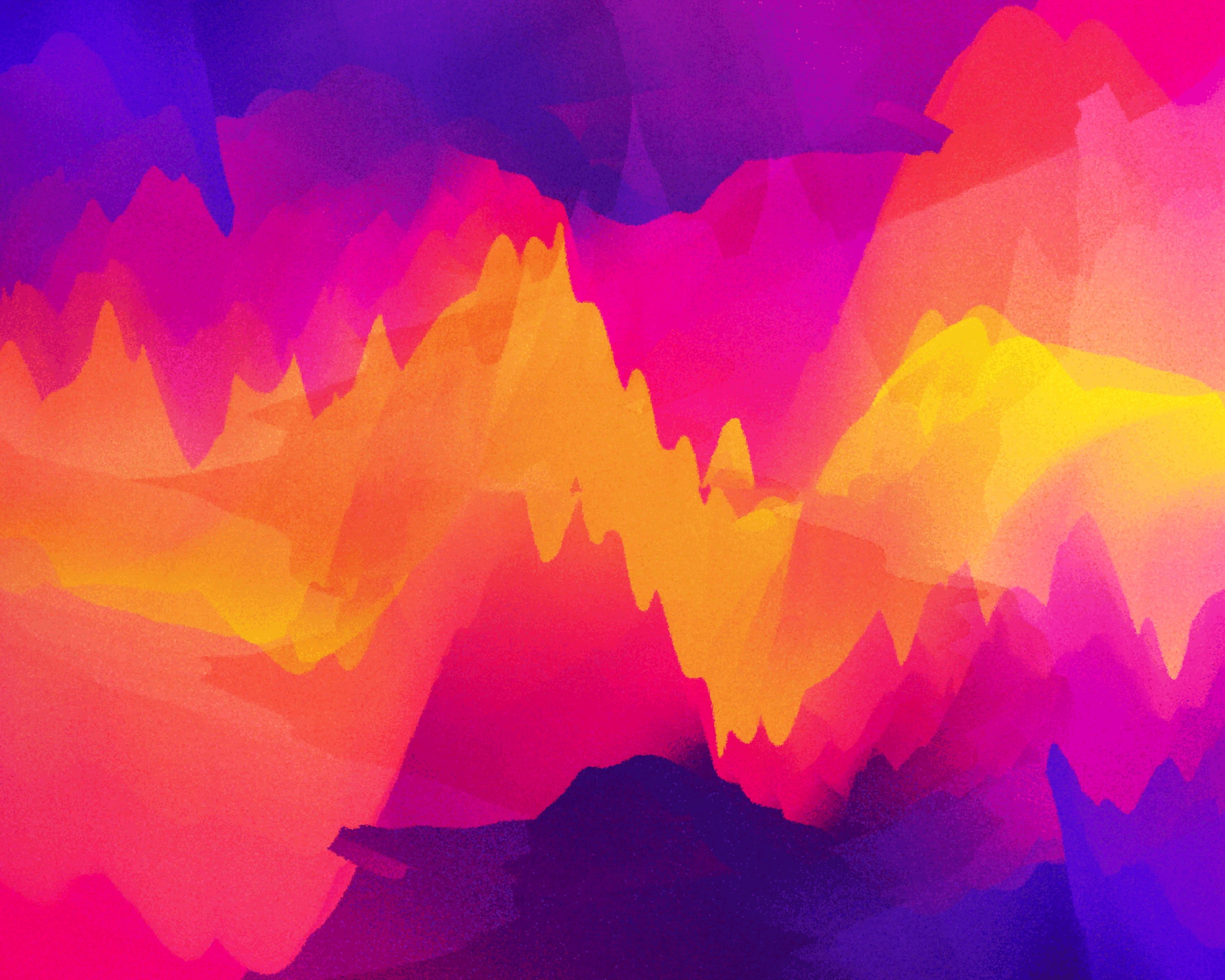 orange color, tranquility, red, outdoors, multi colored, nature, 2K, no people, creativity, pattern, art and craft, purple, vector, beauty in nature, graphic design, HD Wallpaper